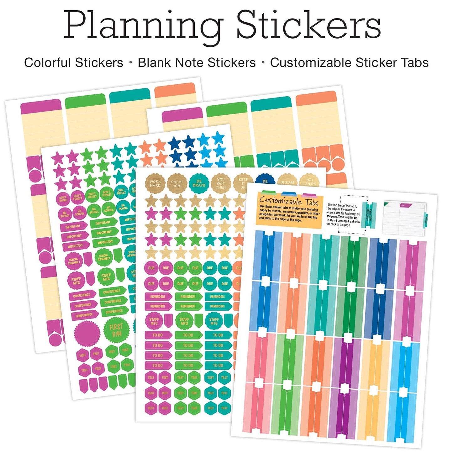 Elan Publishing Company DELUXE Undated Teacher Planner: 8.5x11 Includes 7 Periods, Page Tabs, Bookmark, Planning Stickers, Pocket Folder Daily Weekly Monthly Planner Yearly Agenda (Seaside Watercolor)