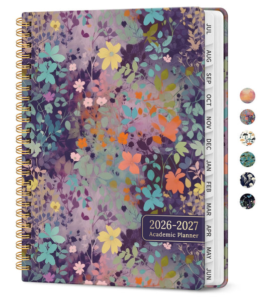 Planner 2026-2027, Academic Year Weekly and Monthly Calender Planner, from Jul 2026 - Jun 2027, Spiral Bound School Planning Book, Perfect for Teacher, Student, Women & Men, A4 (8.5" x 11"), Lavendar Floral