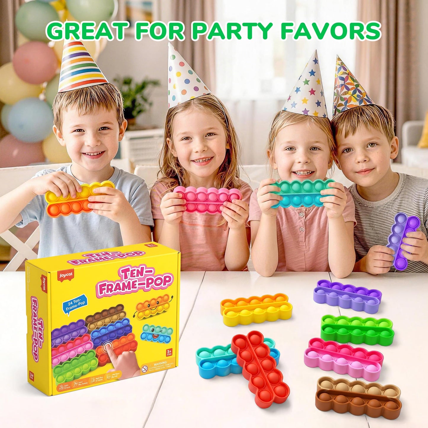JoyCat 24 Pack Pop Fidget Party Favors for Kids, Bulk Sensory Toys for Classroom Prizes, Goodie Bag Stuffers, Treasure Box Toys, Travel Toys and Stocking Stuffers