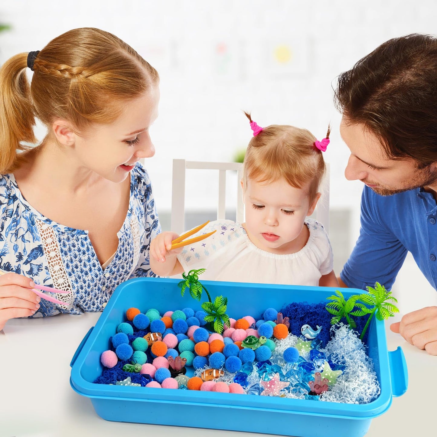 Cinrobiye 170 Pcs Ocean Animals Sensory Bin Fillers Set with Storage Box, Sea Animals, Shells, Sea Stars and Under The Sea Accessories for Picnic Sensory Bins, Classroom Activities, Home Projects