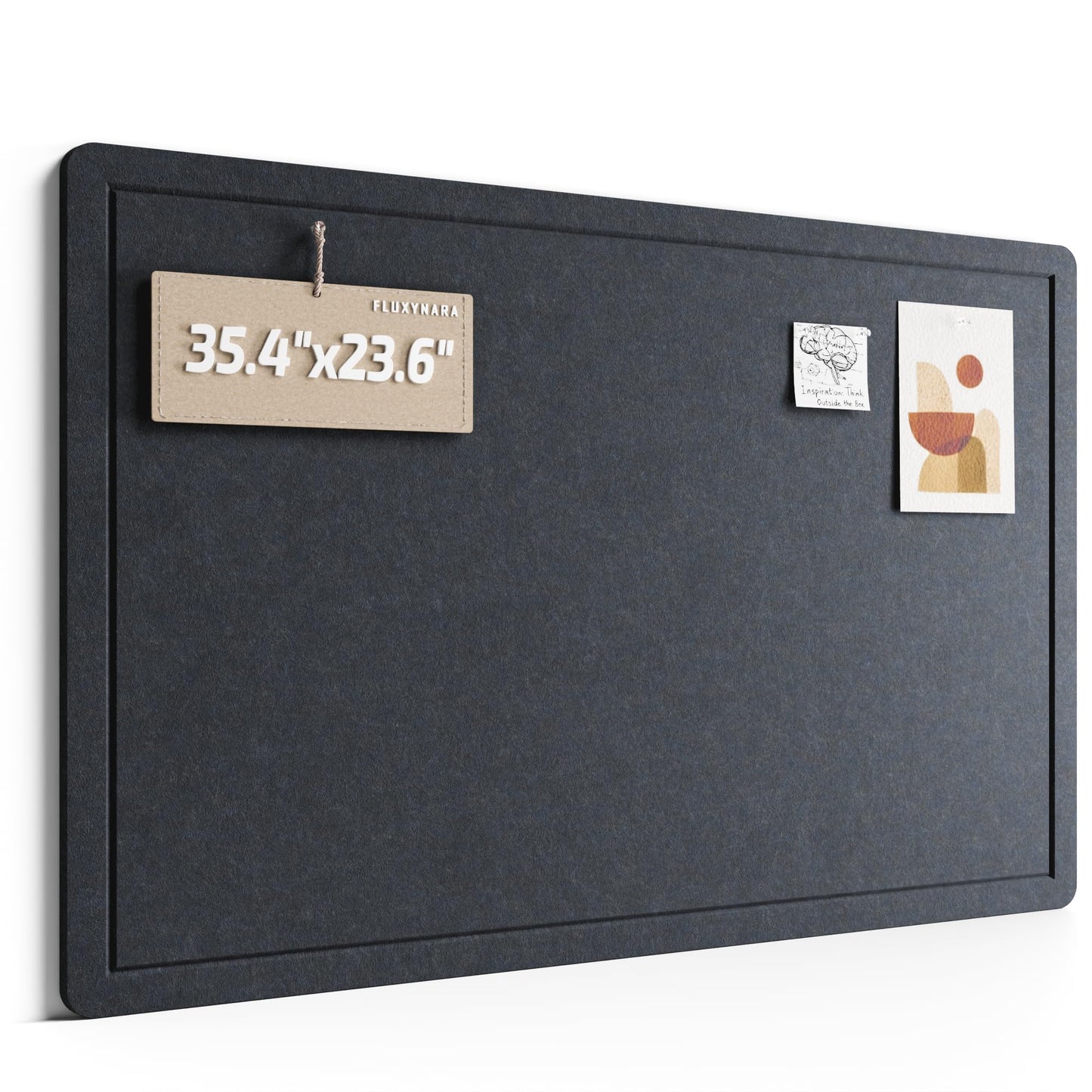 Fluxynara Bulletin Board,35.4" x 23.6" Cork Board Alternative with 12 Safe Removable Adhesive Tabs, Foldable Felt Pin Board for Home Office, Classroom, Bedroom,Entryway for Walls—Navy Blue