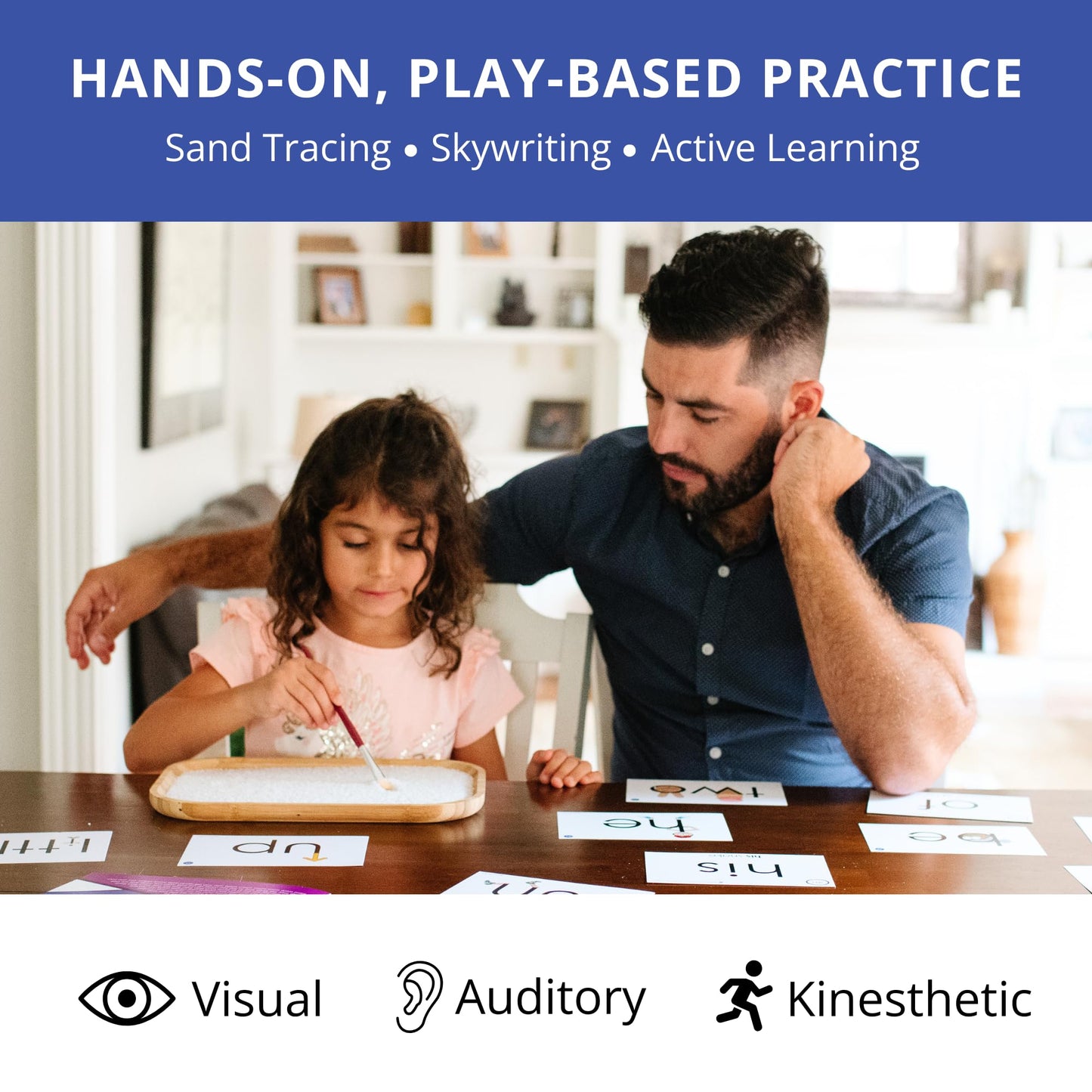 Eyewords Sight Word & Phonics Flash Cards, Set 1 (High-Frequency Words 1-50) - Kinesthetic Learning, Picture-Embedded - Pre-K to Grade 3 - Homeschool & Classroom use - Model EW-22