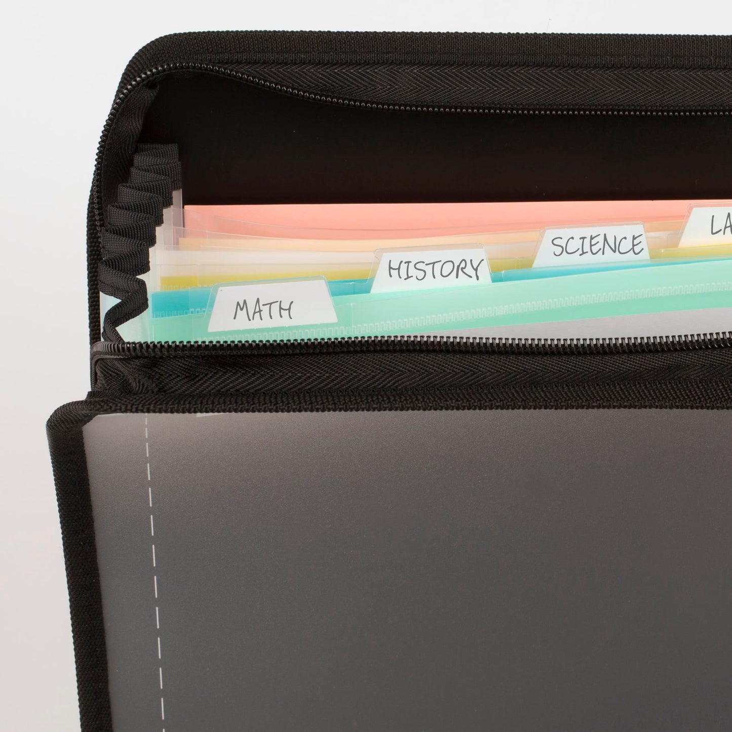 Five Star Expanding File Organizer + Study App, 7-Pocket Accordian File Organizer, Zipper Closure, Holds 8-1/2" x 11" Paper, Black (72709) (Pack of 6)