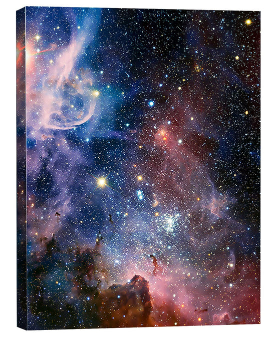 Universe Starry Sky Wall Art Outer Space Fantastic Nebula Galaxy Canvas Decoration Painting，for Bedroom, Living Room, Bathroom Decor ，Posters for Kids, Boys or Girls Room ，11"*15"(29x38cm)，Framed