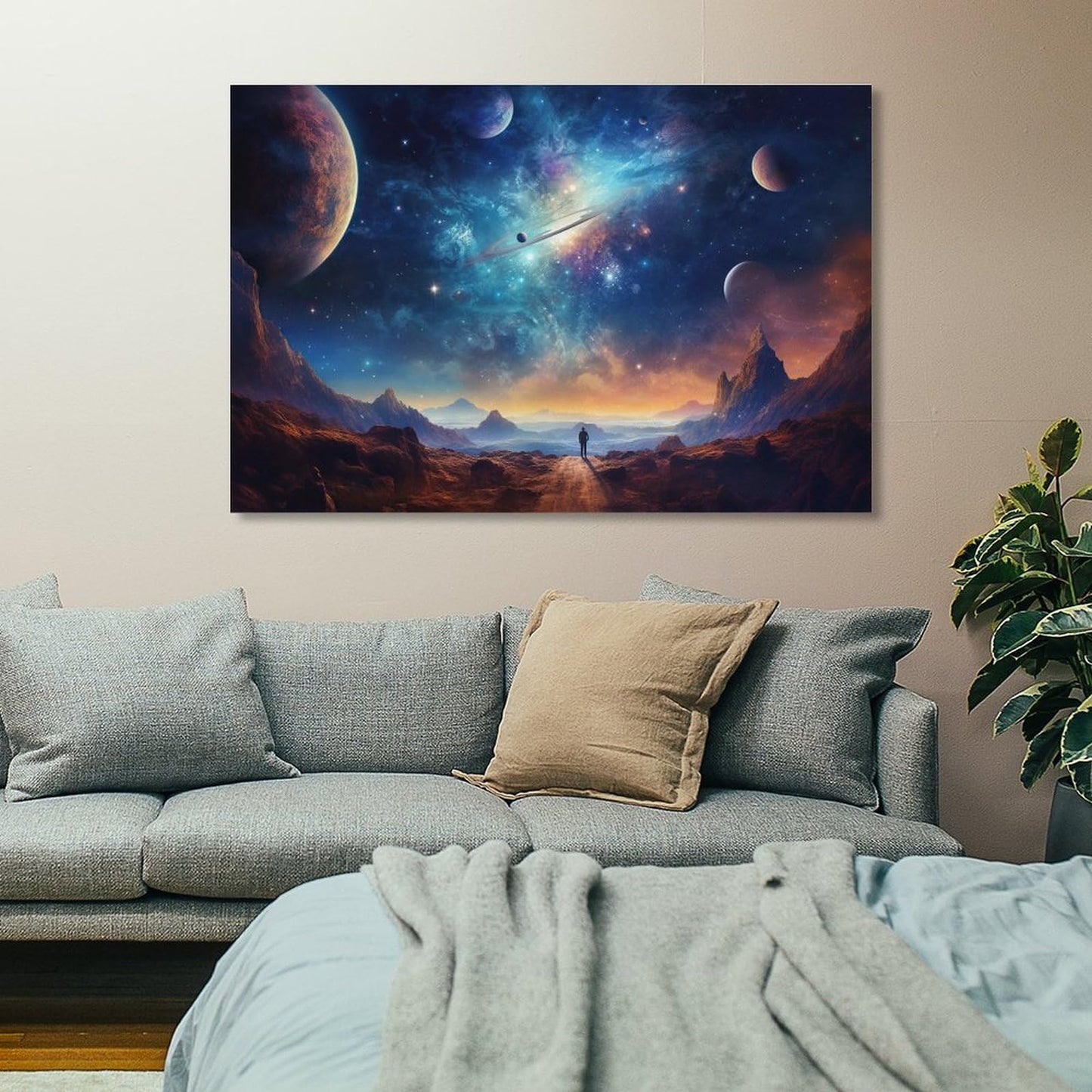 JHXNJDPOST Solar System Astronaut Poster Space Canvas Wall Art Aesthetic Decorative Painting Living Room Restaurants, Pool Halls And HotelsA 16x24inch(40x60cm)