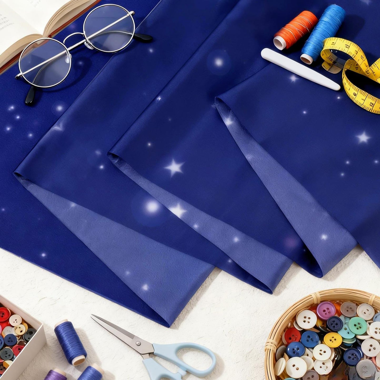 120x47 in Bulletin Board Fabric Background Back to School Classroom Decoration Large Polyester Photography Backdrop for Class Home Office Wall Decor Pillows Curtains Crafts Starry