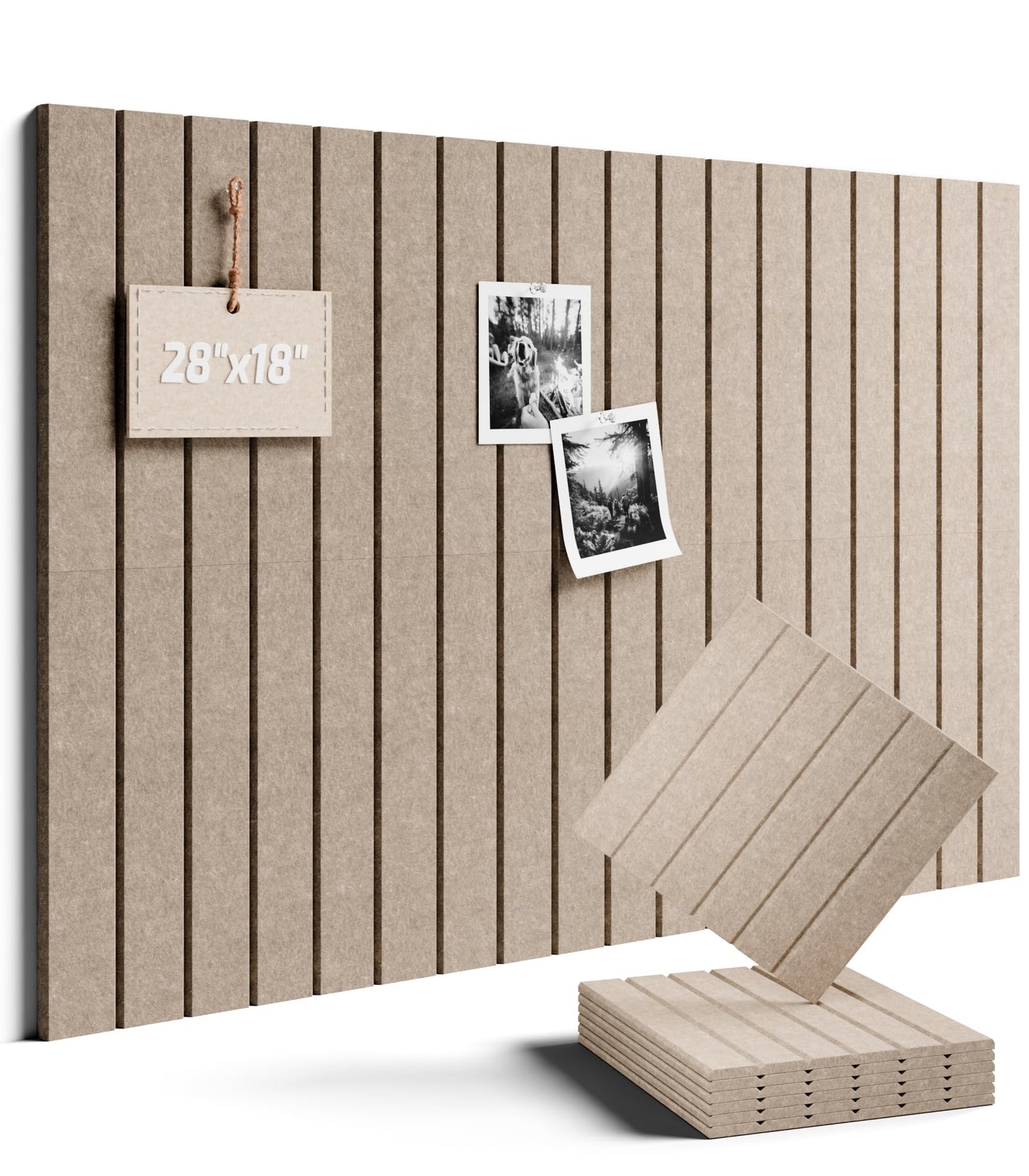 Felt Bulletin Board Tiles -28"x18" with 40 Adhesive Tabs, Cork Board Alternative for Office Decor, Push Pin Board Wall Organizer 6-Pack (Taupe)