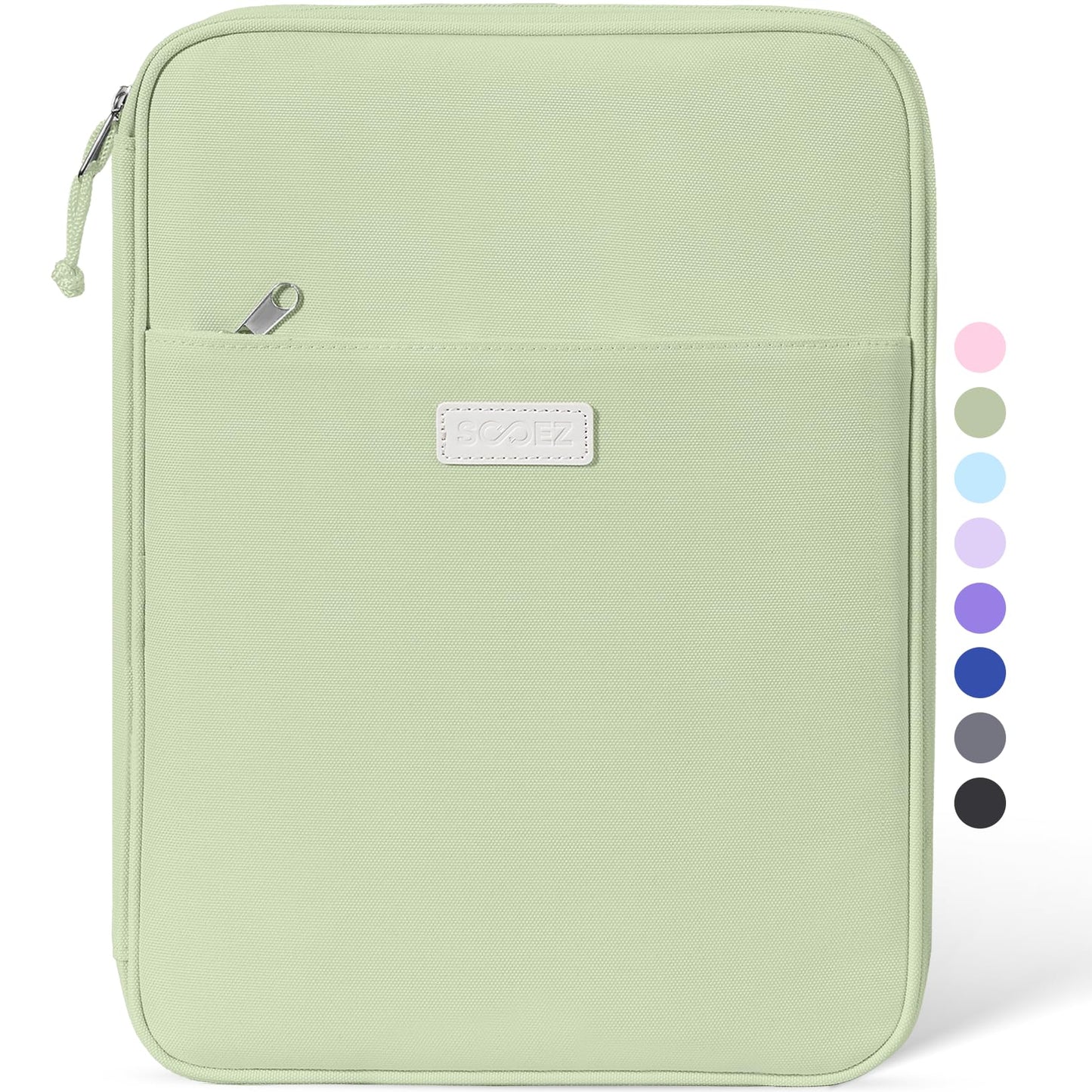Sooez Zipper Binder Bag, 1 Inch Binders 3 Ring O-Ring, 5-Tab Dividers Expanding File Folder, 500-Sheet Capacity Three Ring Binder, Olive Green