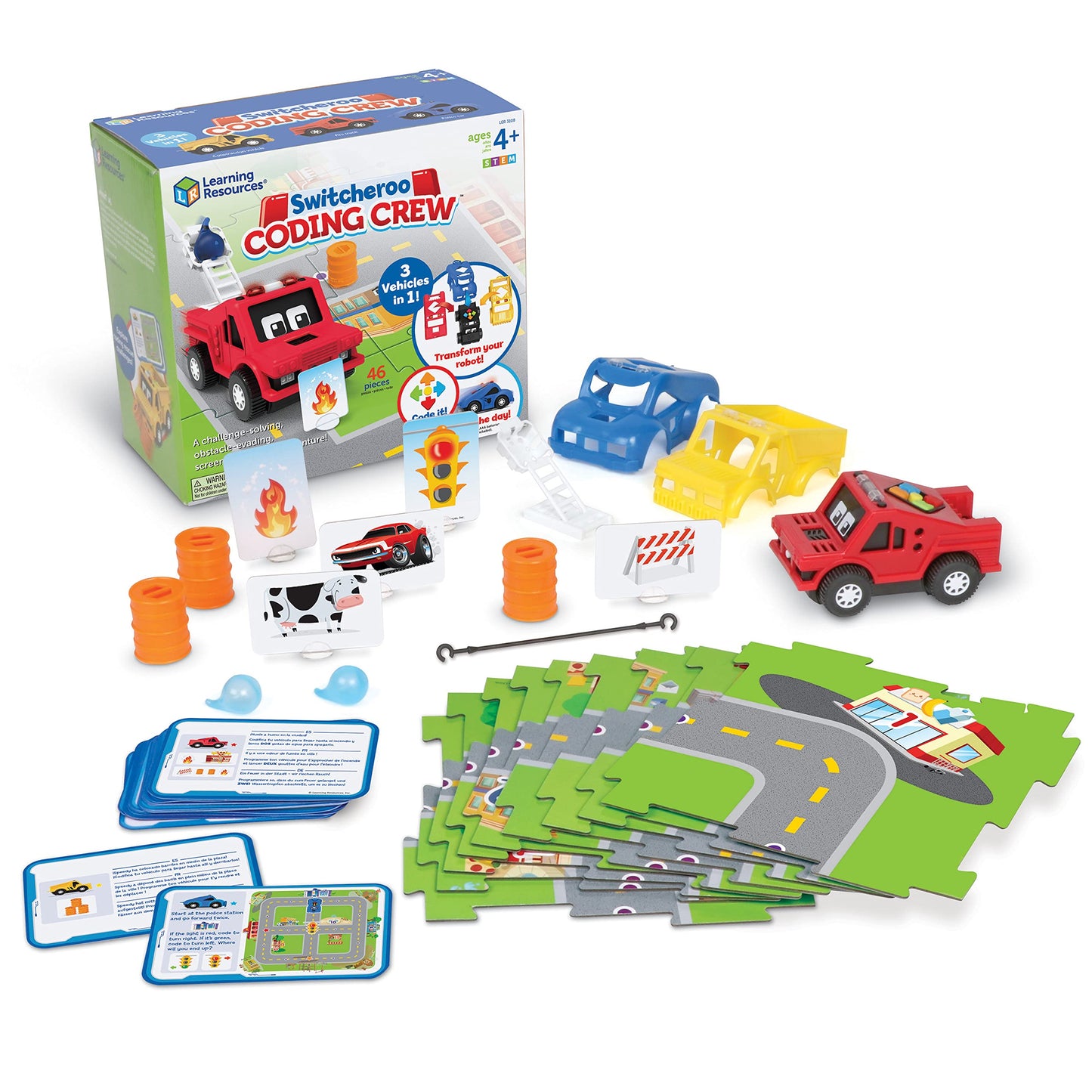 Learning Resources Switcheroo Coding Crew - Toddler Robot Toys, Coding for Kids, Kids Programmable Robot, Beginner Robotics Kit, STEM Programming, STEM Learning Toys