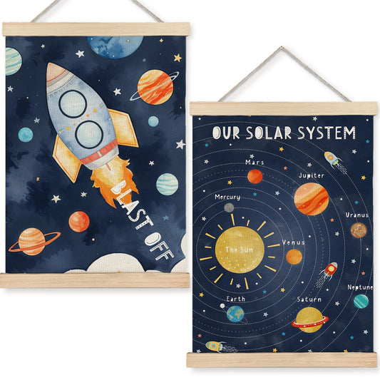 URLLUAE Solar System Poster Hanger Frame, Outer Space Room Decor, Solar System for Kids, 12x16 Inches Set of 2