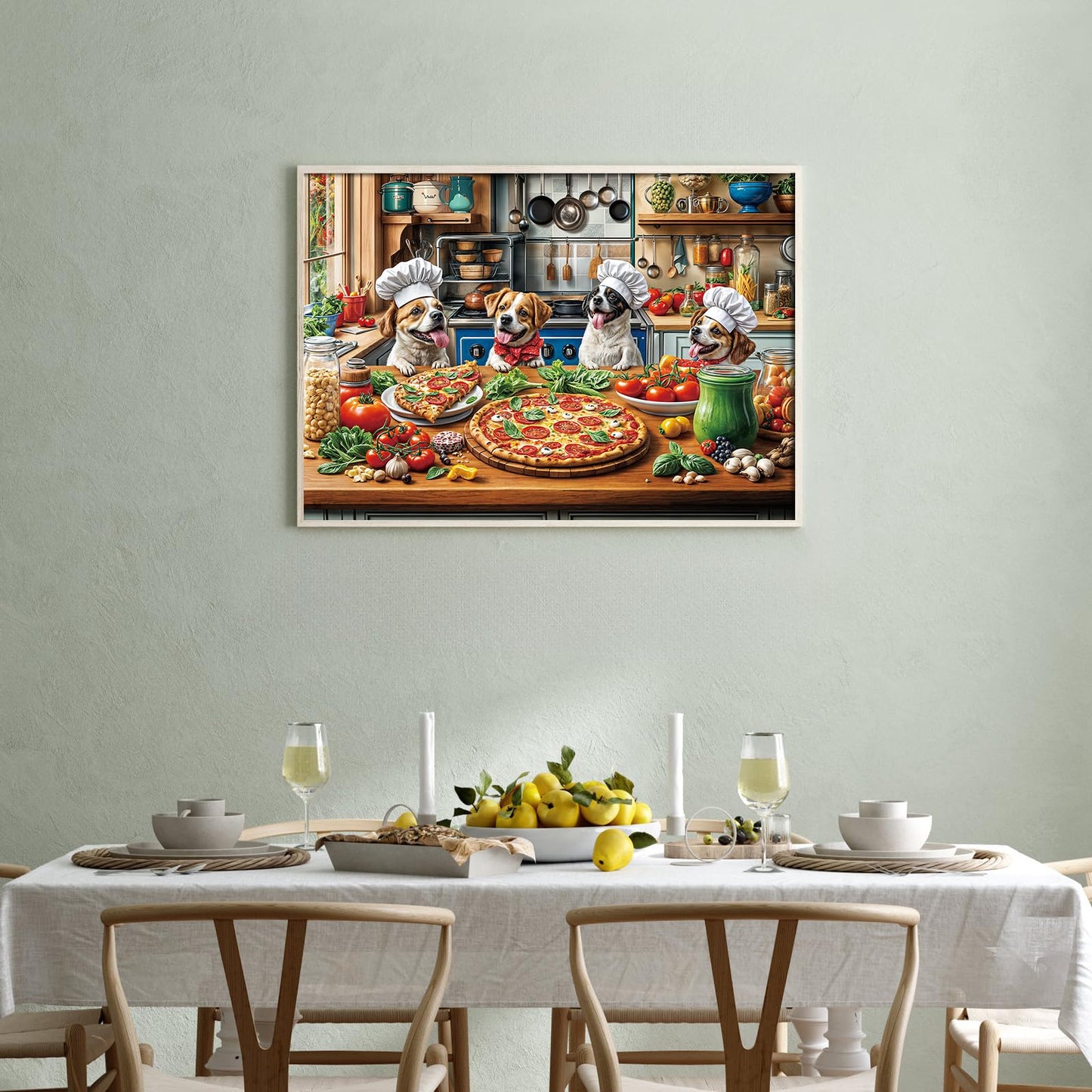 TangMosaic Funny Dog Pizza Jigsaw Puzzle, 1000 Piece Puzzle for Adults, Food Kitchen Puzzles, Animal Pet Lover Challenging Puzzles, Interlock Perfectly No Dust, Gifts for Mother's Father's Day