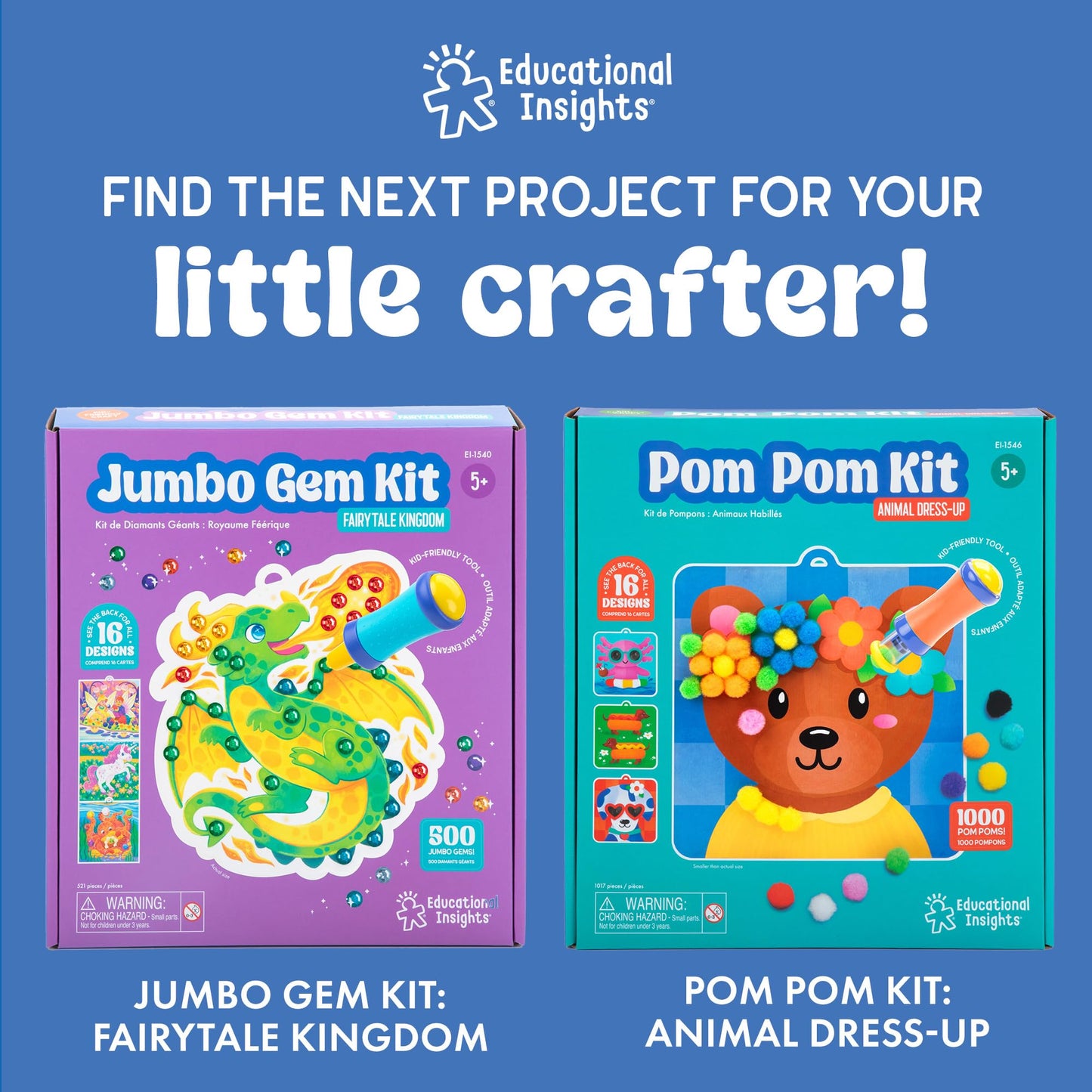 Educational Insights Tufting Kit - Arts and Crafts for Kids Ages 4-8, Poke in Art Kits for Girls & Boys, DIY Kids Craft Kit, Mess Free Art Set with Crafting Supplies, Easy Toddler Crafts