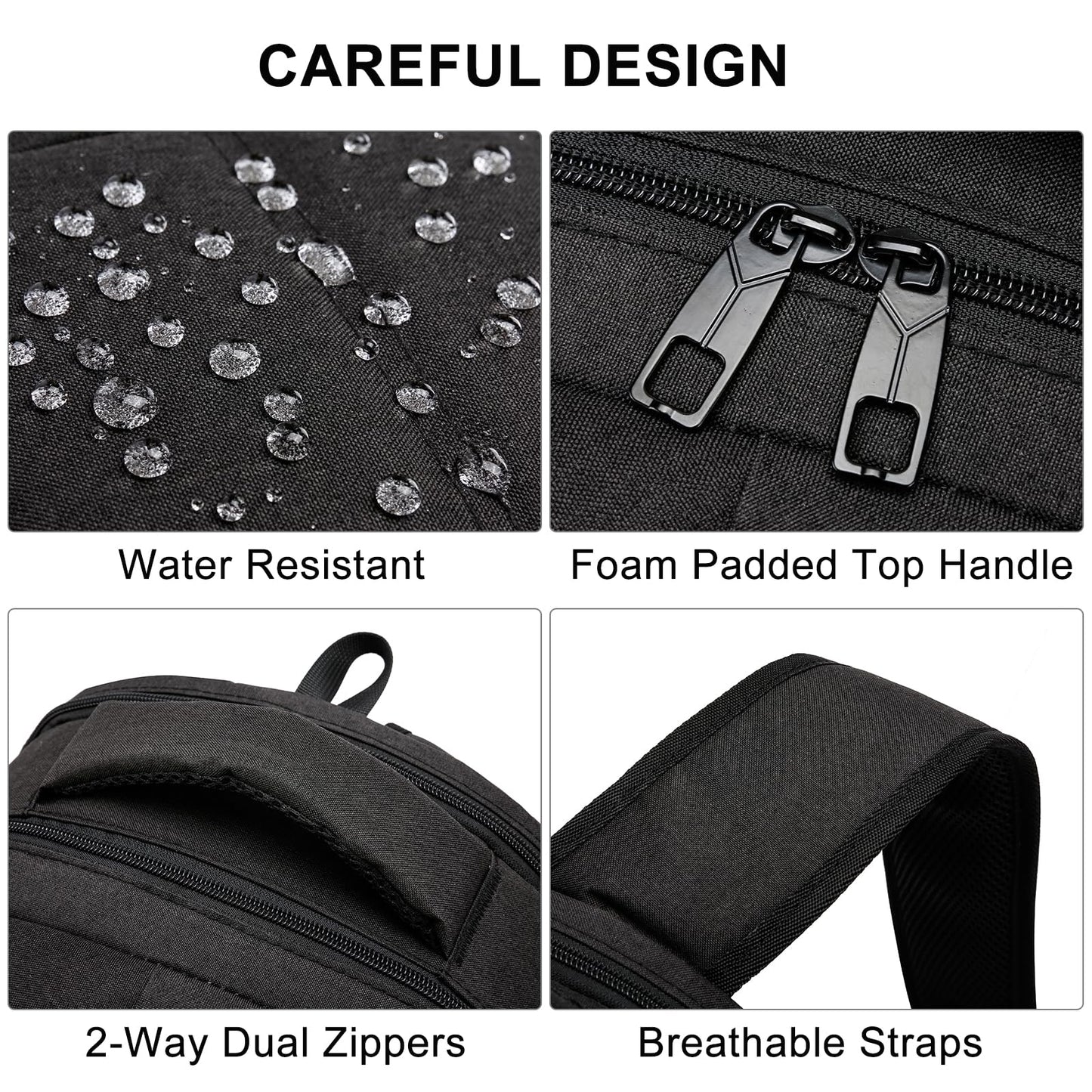 Liokesa Black Laptop Backpack for Men, School Backpacks for Teen Boys, Lightweight Backpack Personal Item Bag, 15.6 Inch Water Resistant College Bookbag Computer Bag