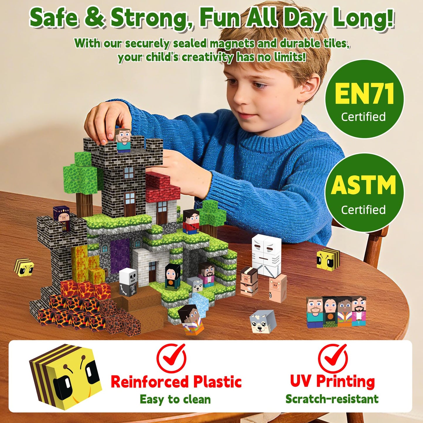 200 PCS 0.8in Magnetic Blocks ,Magnetic Building Cubes, Build 11 unique characters Adventure World Set,Stacking Magnets, STEM Sensory Toys for Ages 3+ Toddlers Kids Girl Boys Birthday Party Gifts