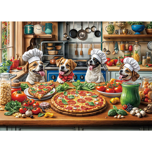 TangMosaic Funny Dog Pizza Jigsaw Puzzle, 1000 Piece Puzzle for Adults, Food Kitchen Puzzles, Animal Pet Lover Challenging Puzzles, Interlock Perfectly No Dust, Gifts for Mother's Father's Day