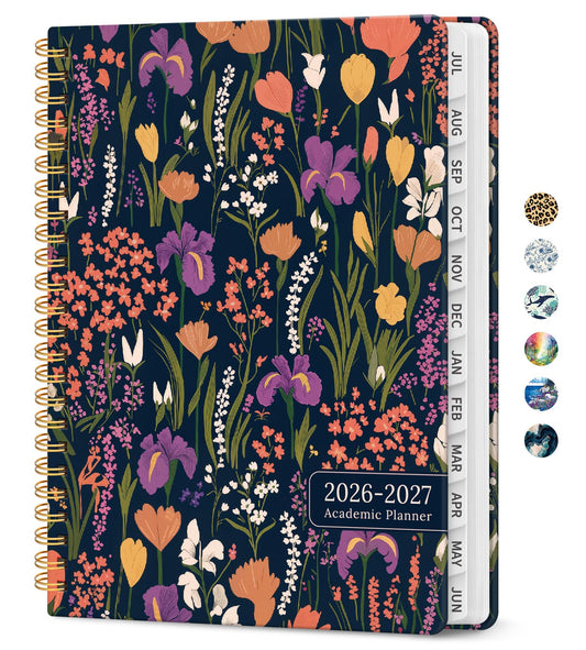 Planner 2026–2027, Weekly & Monthly Academic Organizer for School Year, Jul 2026–Jun 2027, Hardcover Planner with Tabs, Back to School Essential, 6.3" x 8.5", Wild Harmony