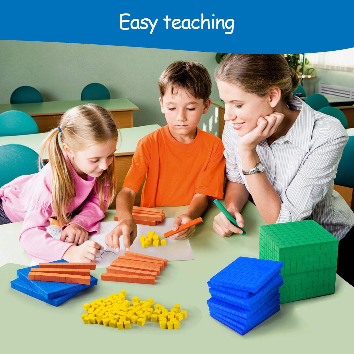 stochastic box Base Ten Blocks Plastic and Foam Base Ten Set Place Value Blocks for Early Counting Math Toy for 1st Grade