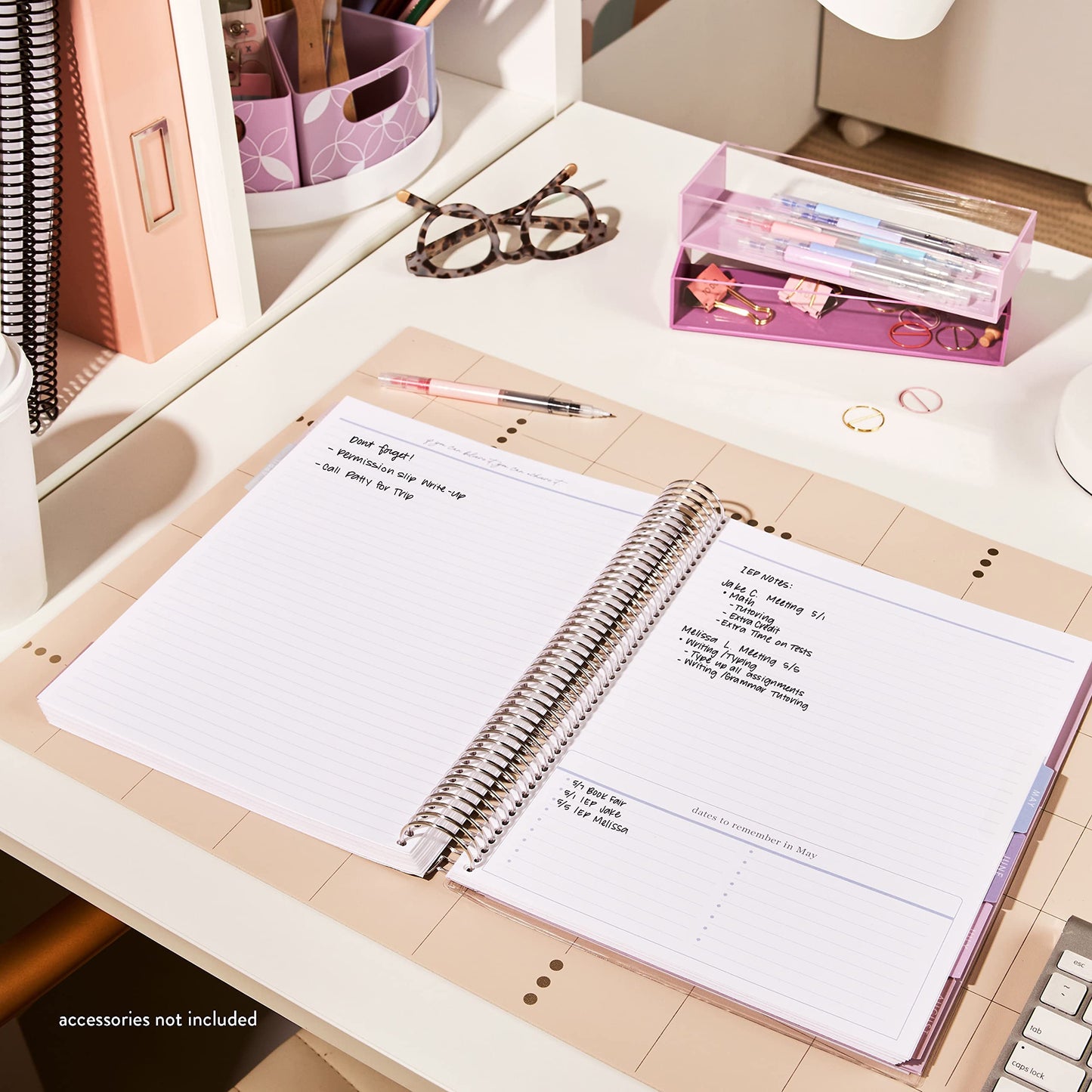 Erin Condren 8.5" x 11" Platinum Coiled Teacher Lesson Planner (July 2023 - June 2024) - Books of Wisdom Classic Cover, Wildflowers Theme - 80 Lb. Thick Mohawk Paper, Includes Sticker Sheets & More