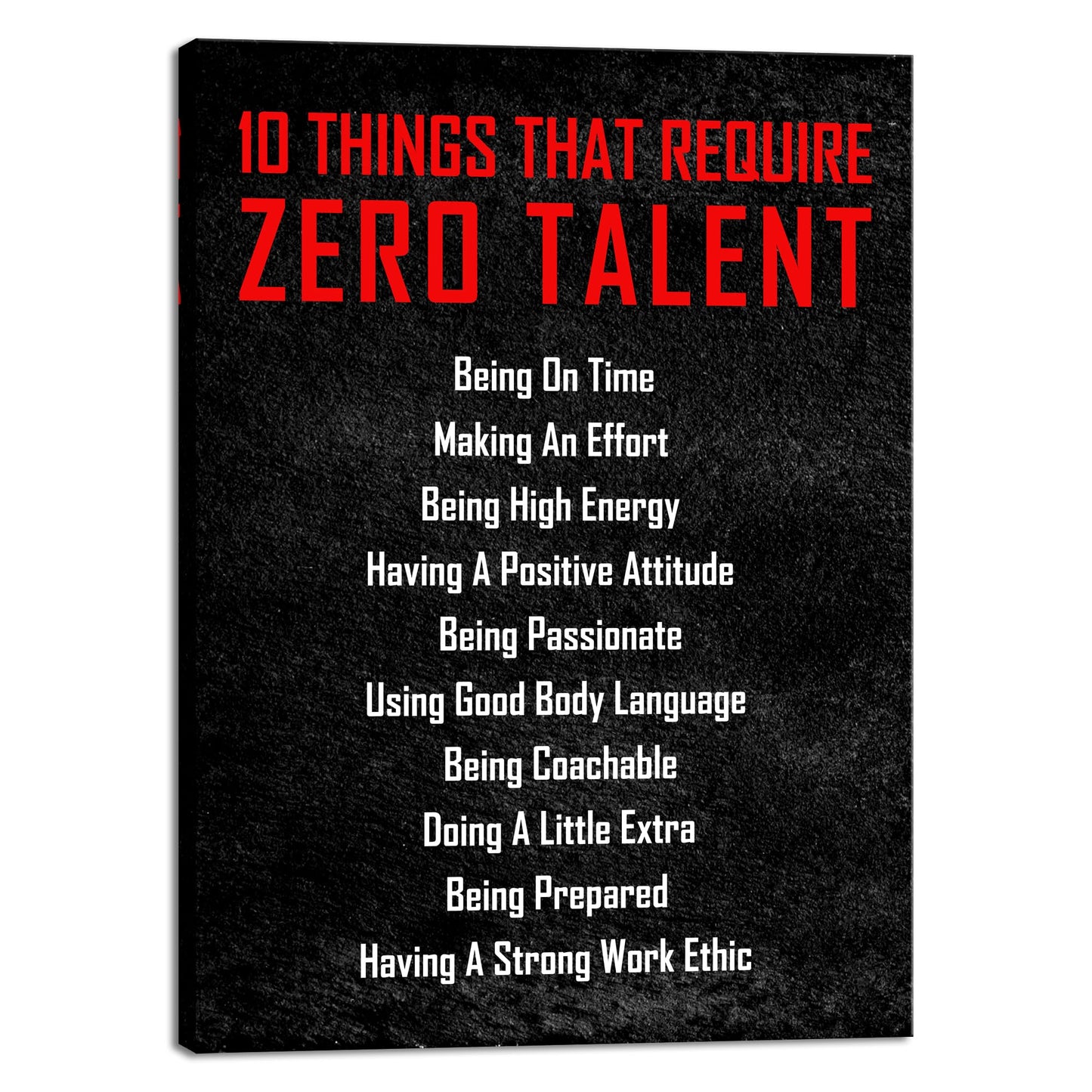 Pyradecor Motivational 10 Things that Require Zero Talent Office Positive Quotes Inspirational Poster Canvas Prints for Classroom Living Room Home Decorations