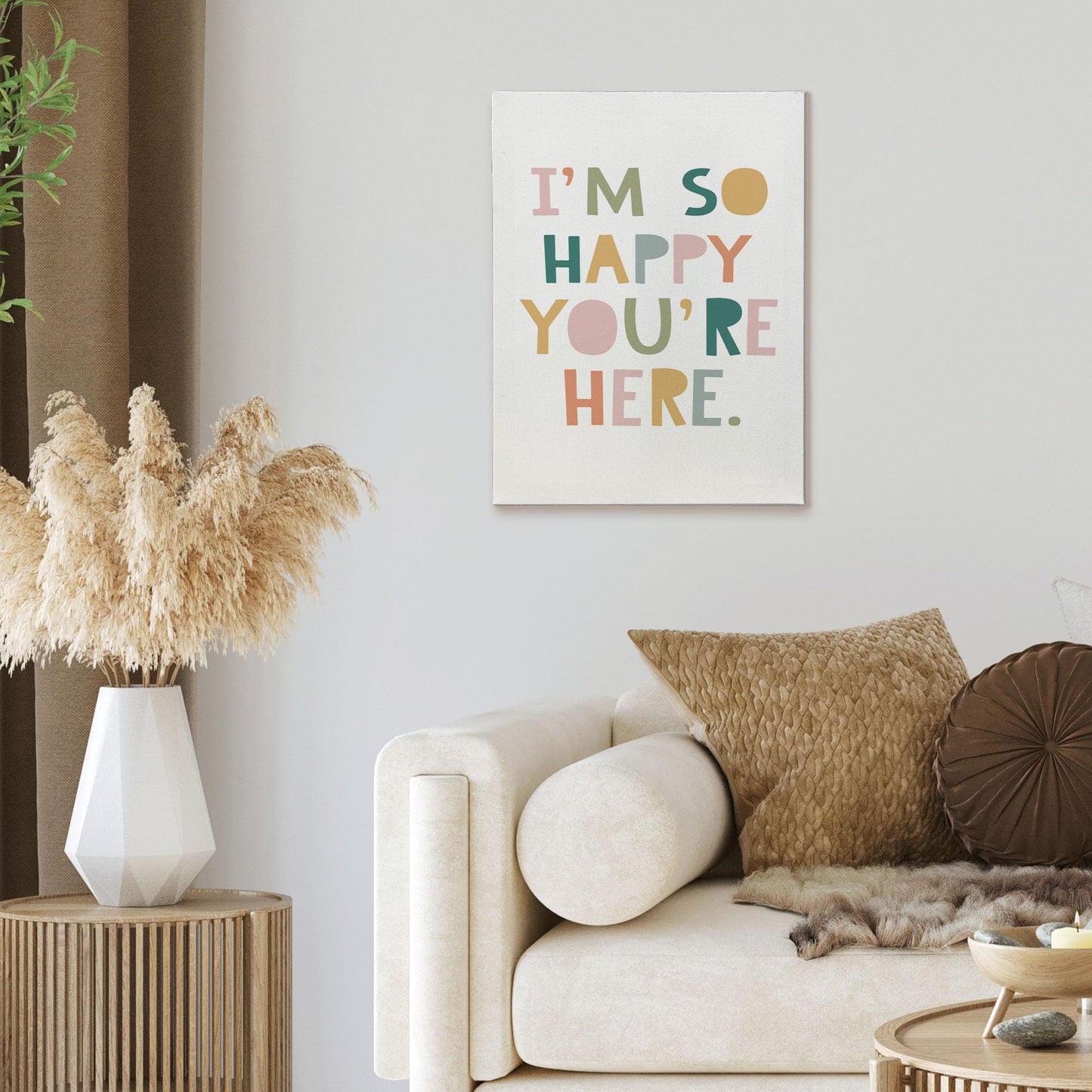 XINCEYWJ Boho Classroom Wall Decor, I'm So Happy You‘re Here Canvas Art Prints Framed, Teacher Gift, Welcome Sign, Classroom Welcome Inspirational Wall Art for Kids school Counseling Office, 11x14 In