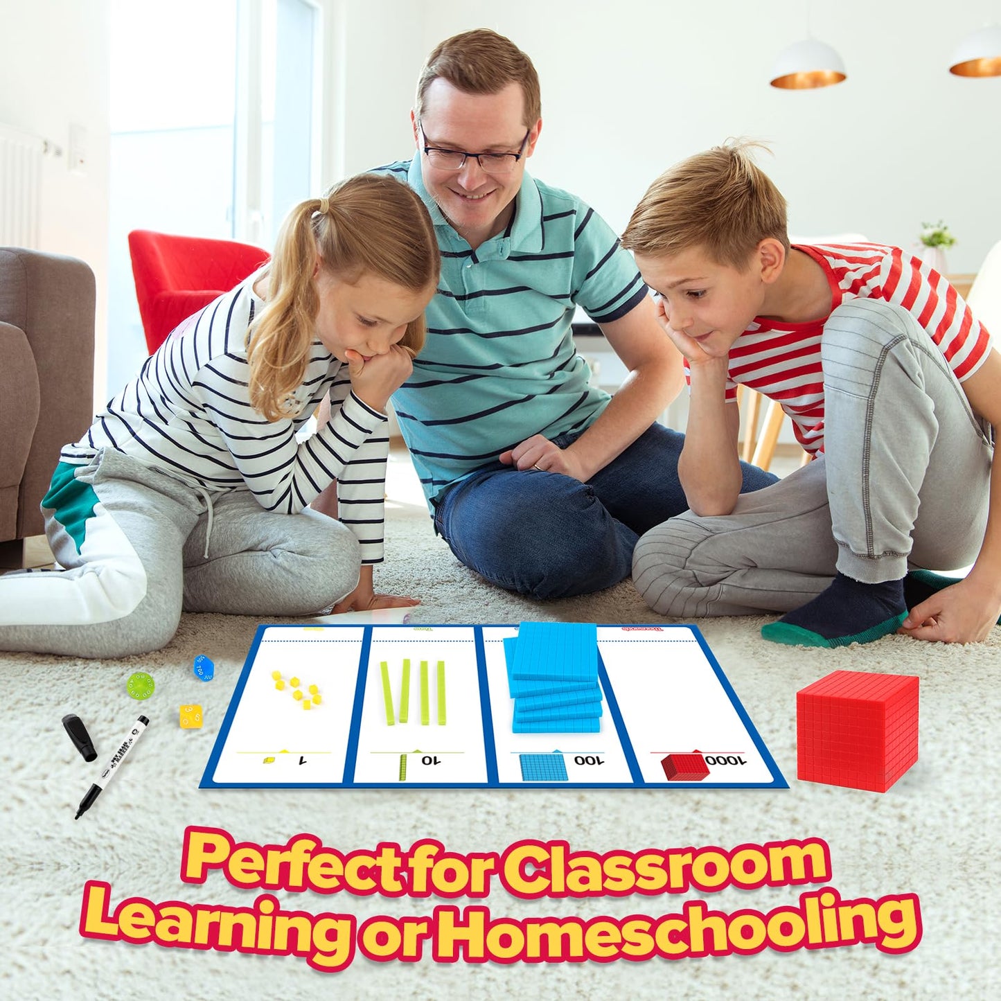 Torlam Base Ten Blocks for Place Value, Counting, Kindergarten Math Games - Base 10 Math Manipulatives for 1st-3rd Grade Kids