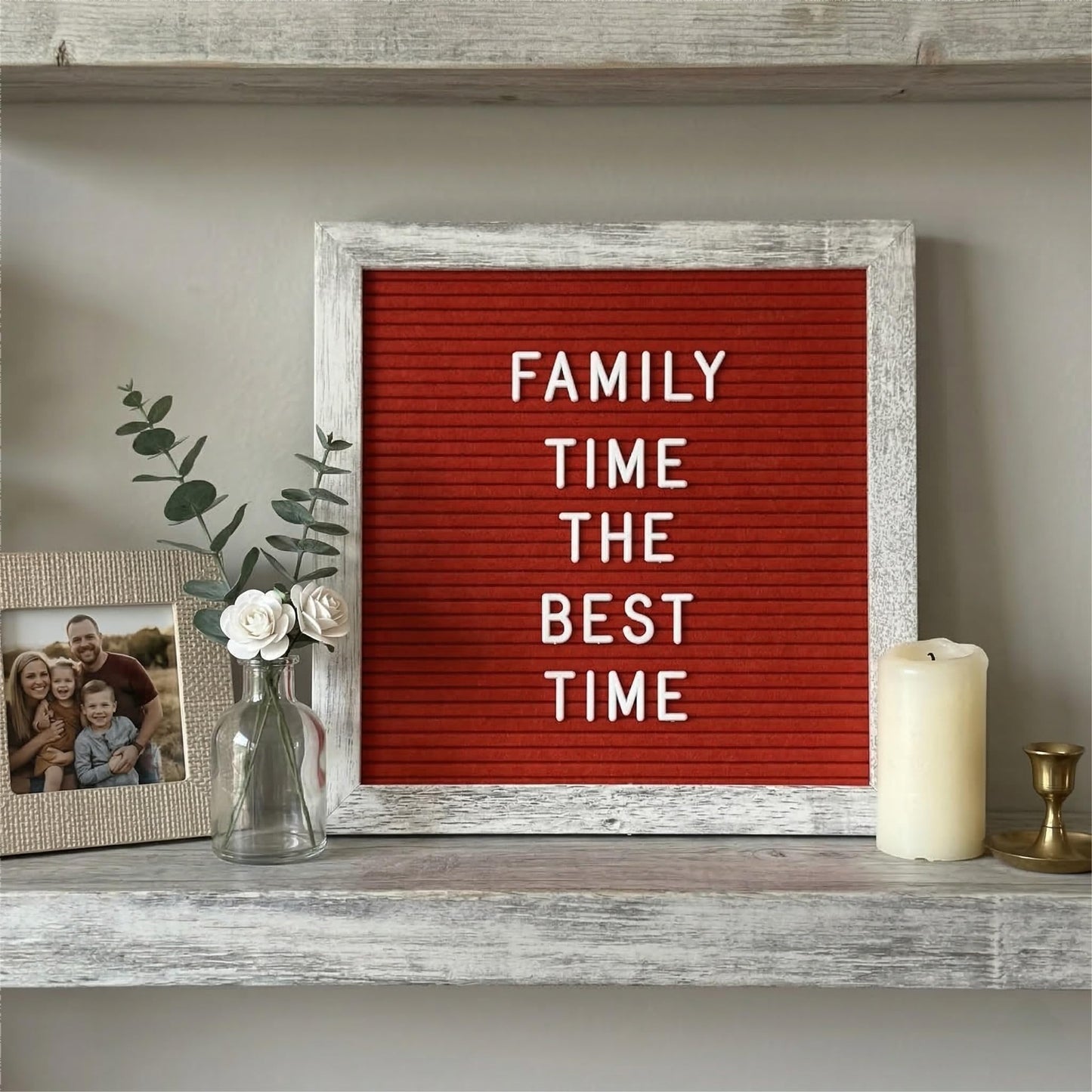C CRYSTAL LEMON Rustic Red Felt Letter Board 10x10 Inch, 336 Letters Numbers and Symbols, Changeable Wooden Message Board with Wall Mount and Display Stand
