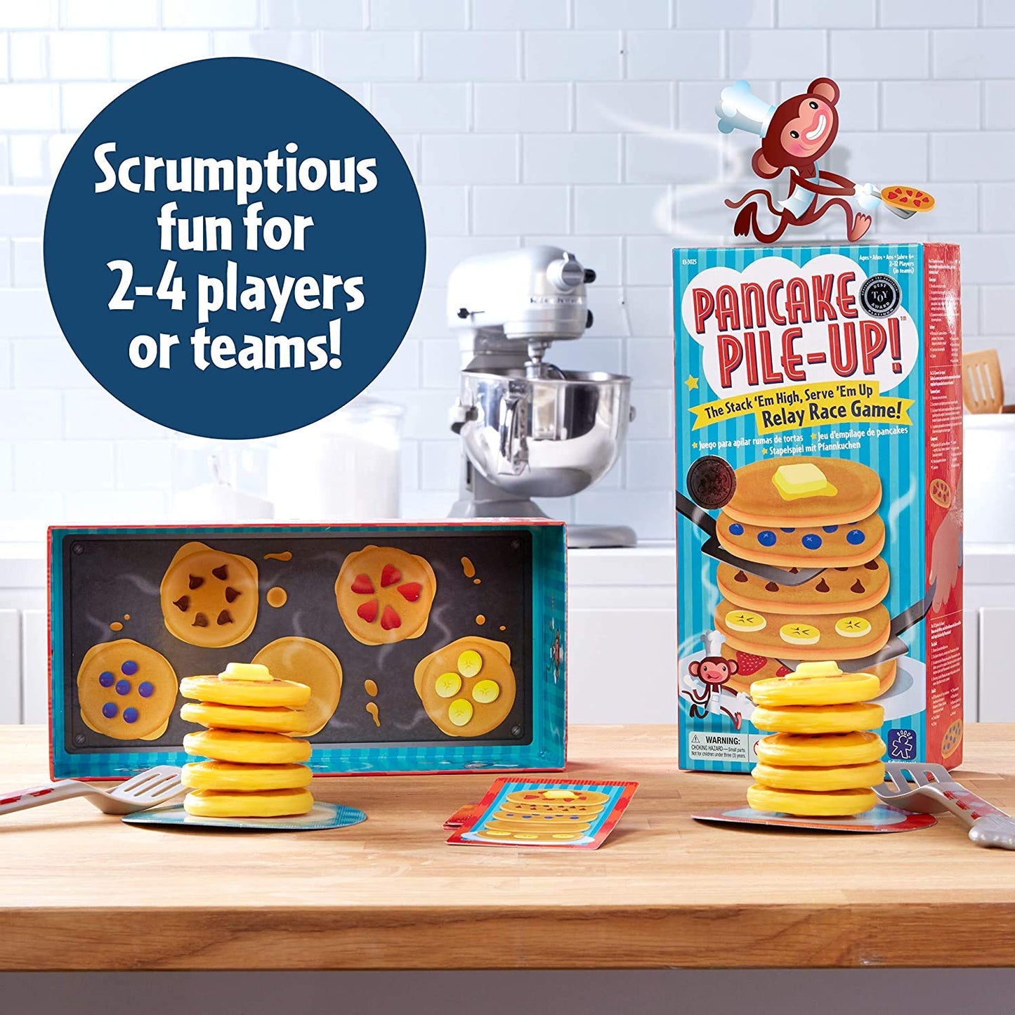 Educational Insights Pancake Pile-Up - Relay Race Games for Kids, Gross Motor Preschool Games for 4 Year Olds, Birthday Party Activities, Matching and Patterning Toddler Game