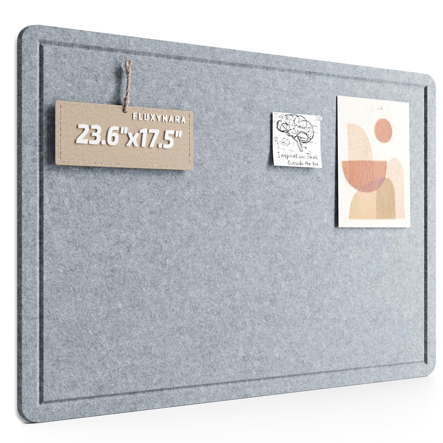 Fluxynara Bulletin Board, 23.6" x 17.5" Cork Board Alternative with 12 Safe Removable Adhesive Tabs, Foldable Felt Pin Board for Home Office, Classroom, Bedroom,Entryway for Walls—Blue Gray