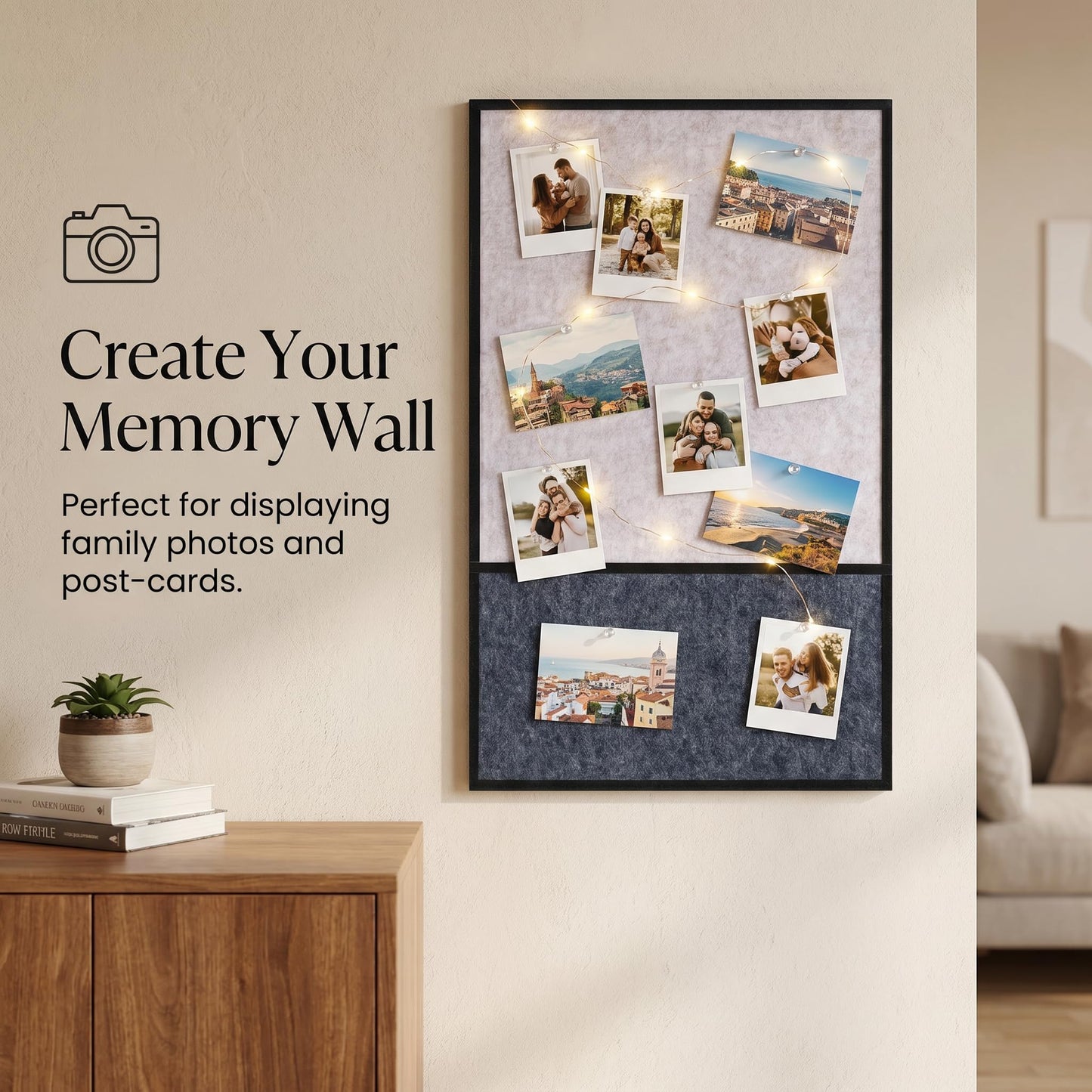 Felt Bulletin Board 23.6 x 15.7 Inch – Black Frame, Corkboard Alternative for Vision Board, Wall-Mounted Notice Board with 20 Push Pins, Home, Office & Classroom Organization – Light Camel