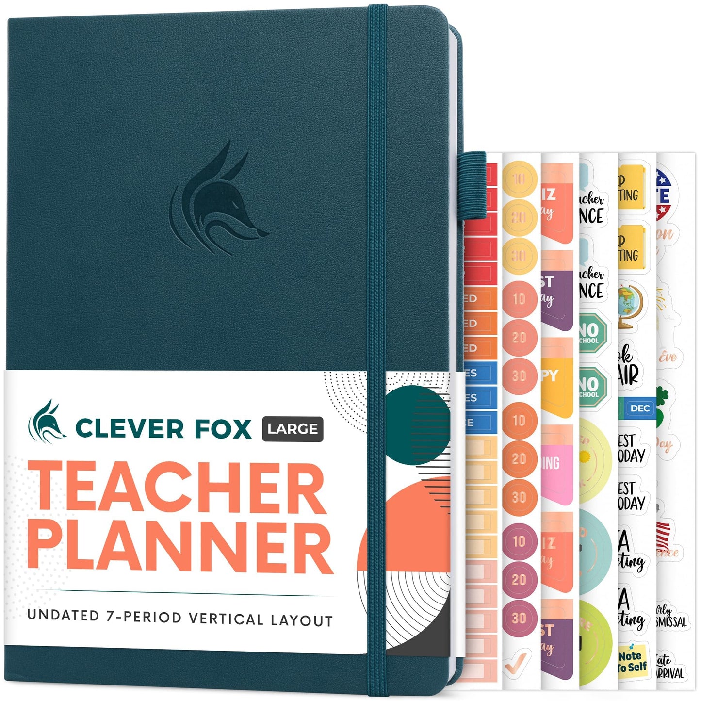 Clever Fox Teacher Planner – School Year Planner with Calendars & Lesson Plans – Teacher Plan Book for Classroom & Homeschool Organization - Undated, 7x10″, Hardcover (Dark Teal)
