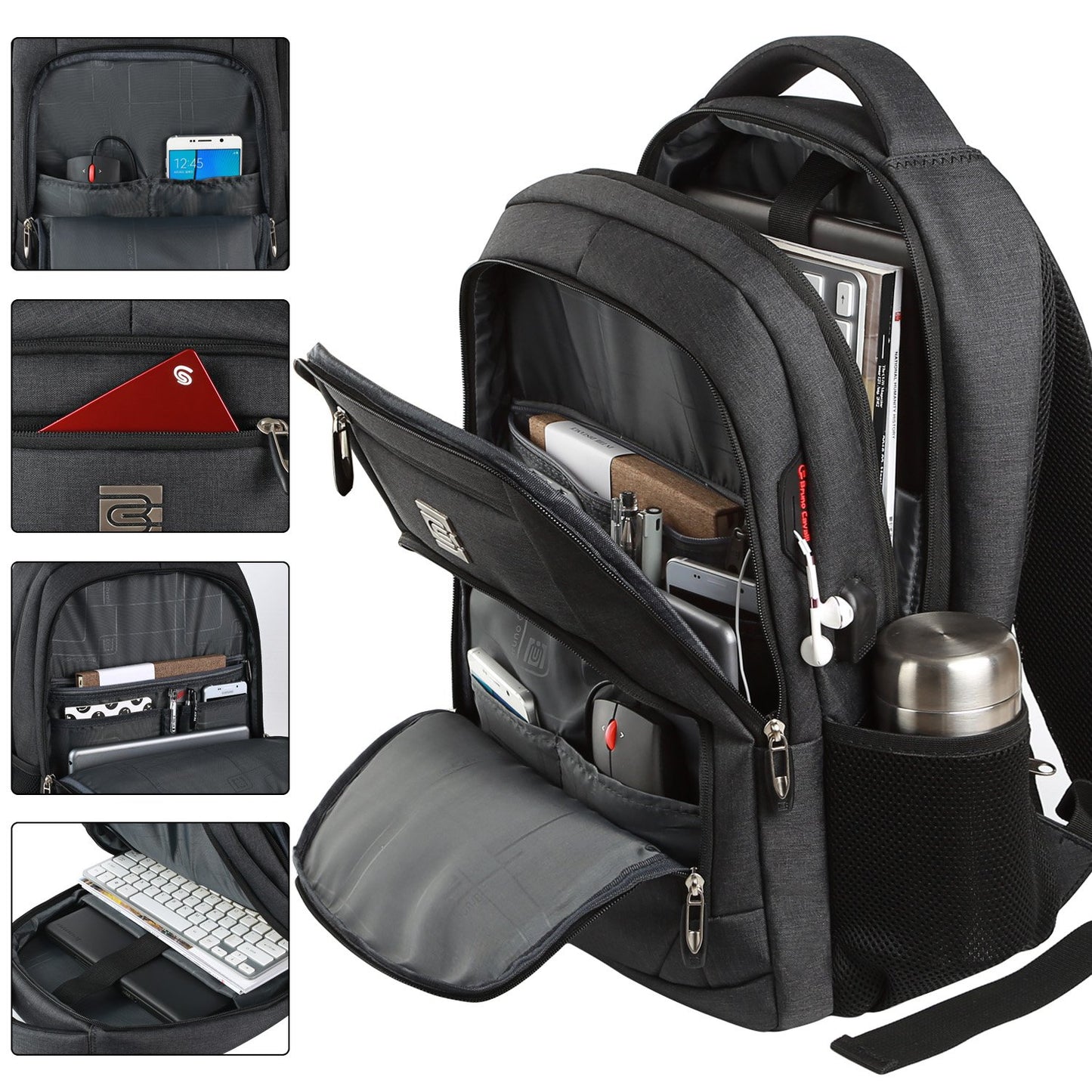 Volher Laptop Backpack,Business Travel Anti Theft Slim Durable Laptops Backpack,Water Resistant College Computer Bag for Women & Men Fits 15.6 Inch Laptop and Notebook - Black