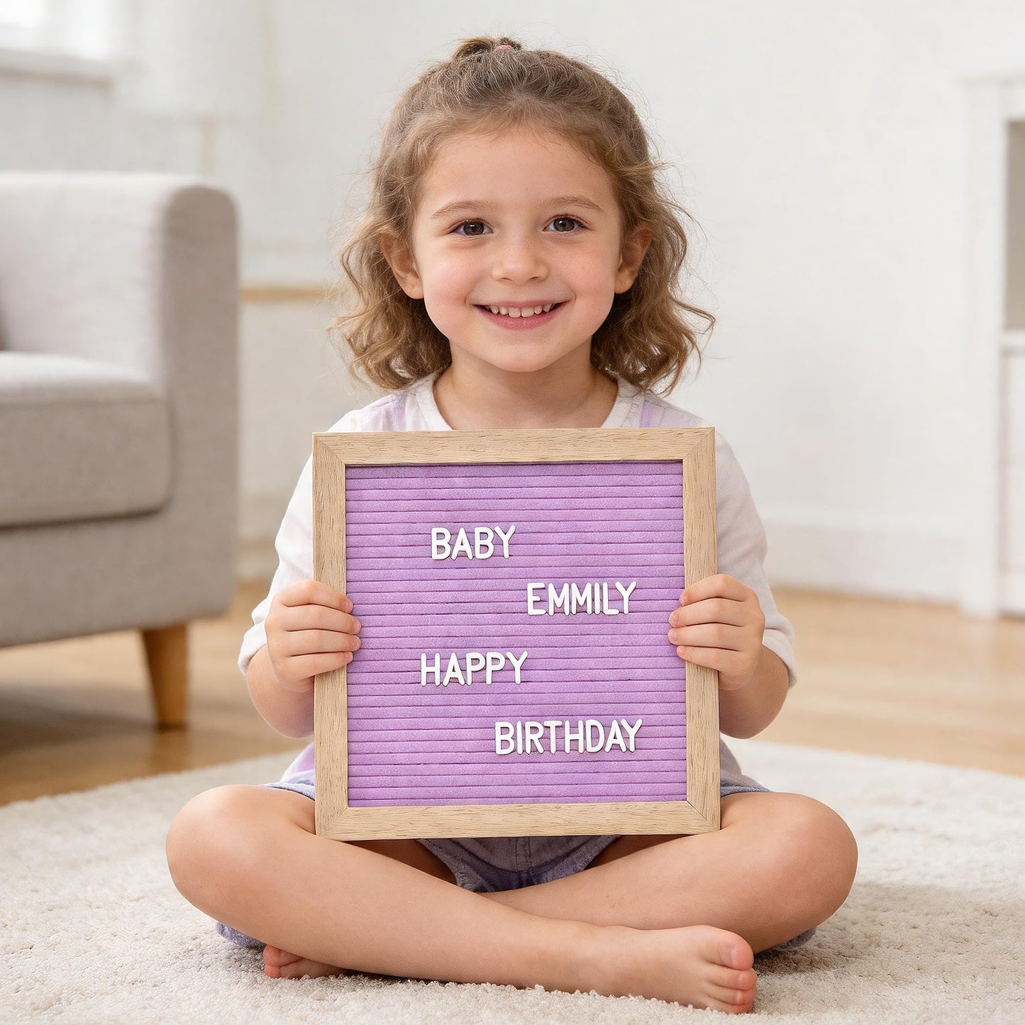 Felt Letter Board with 294 Letters, Numbers, Symbols - 10x10 inch Changeable Message Board with Wooden Frame Wall Mount(Purple)