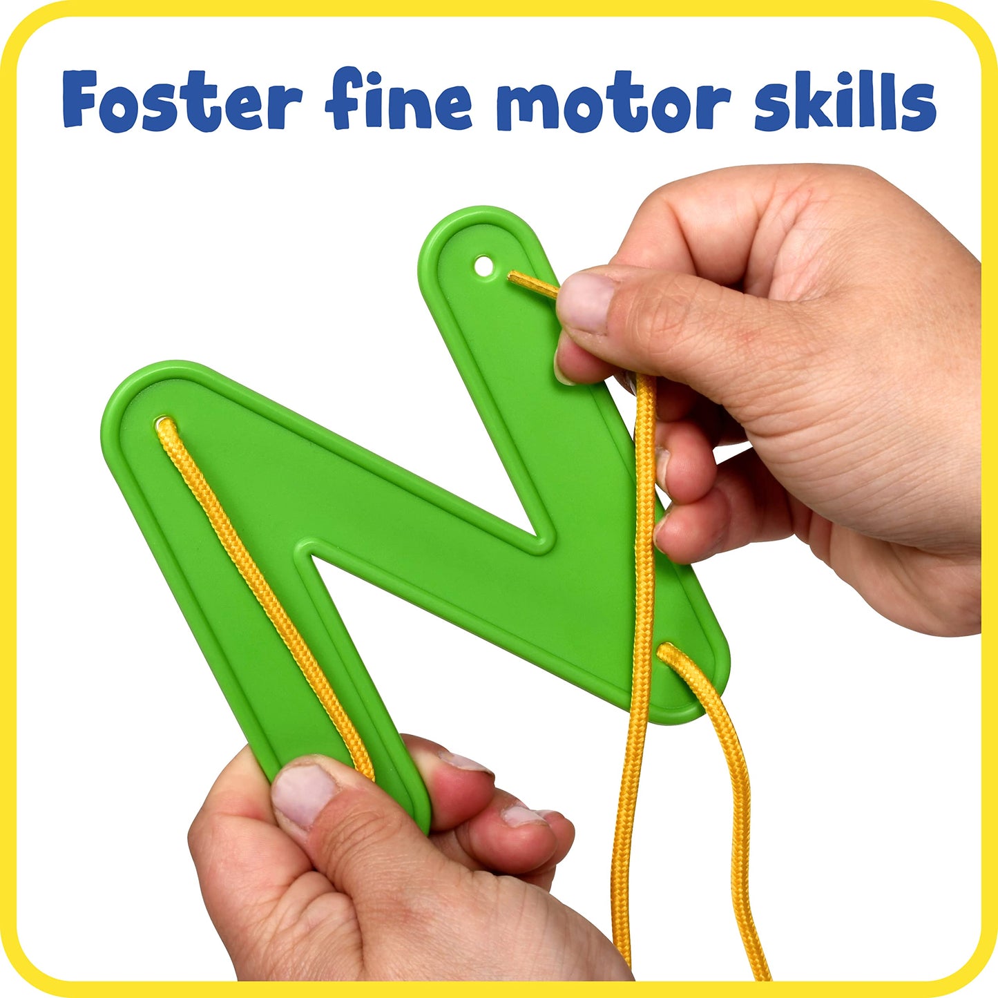 READY 2 LEARN Lacing Alphabet - Uppercase - 26 Letters - 8 Laces - Threading Toy for 3, 4, 5, 6 Year Olds - Fine Motor Skills, Letter Recognition and Early Spelling
