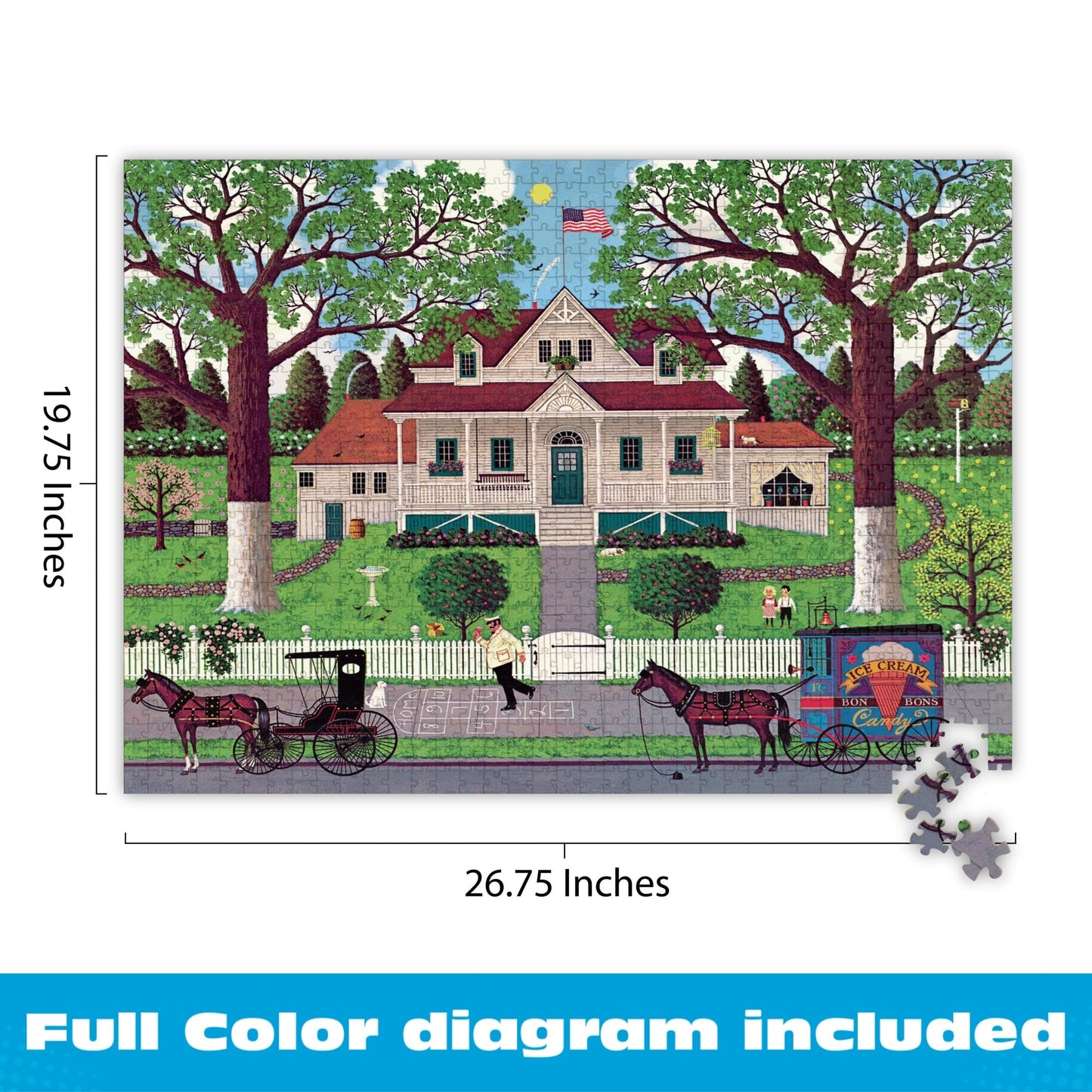 Buffalo Games Charles Wysocki - Ice Cream & Hopscotch - 1000 Piece Jigsaw Puzzle - 26.75 x 19.75 in, Bonus Poster - Adult Jigsaws - Recycled Board - 1000 Piece Puzzle for Adults