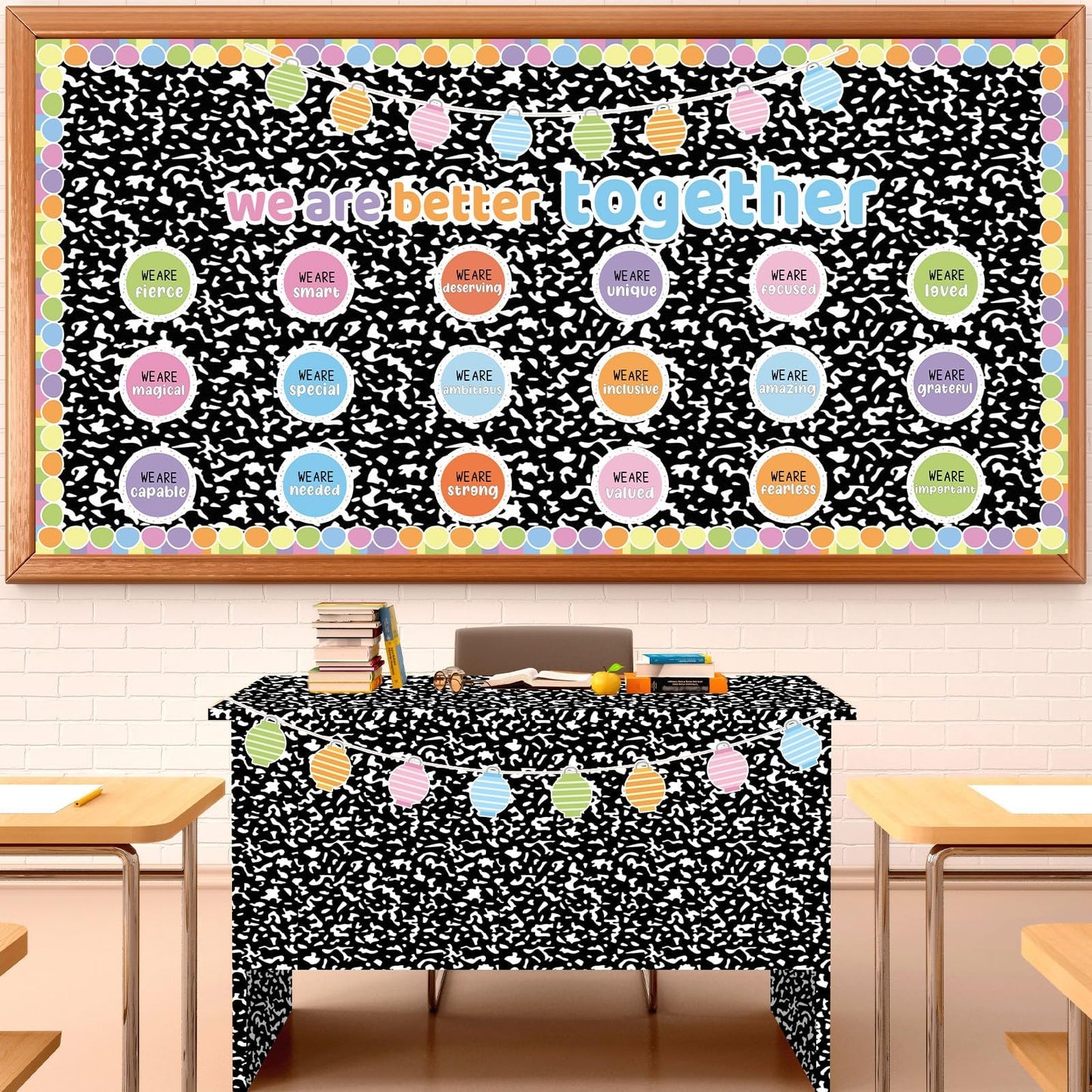 Qyeahkj Composition Bulletin Board Paper Roll Black Dot Bulletin Board Background Paper Fade Resistant Classroom Decoration Poster Art Craft Home Wall Education Decoration Supplies 17.7in x 20ft