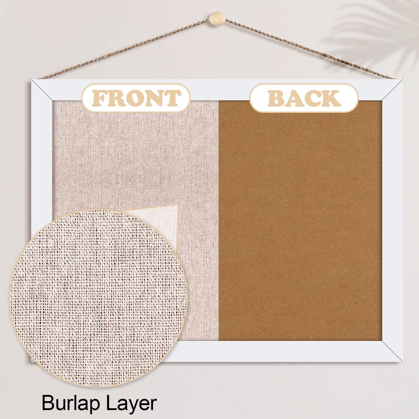 Teling 6 Pack Wood Bulletin Boards with Linen 12''x 16'' Cork Board for Walls with 60 Pushpin Decorative Wood Framed Display for Classroom School Office Bedroom (White)