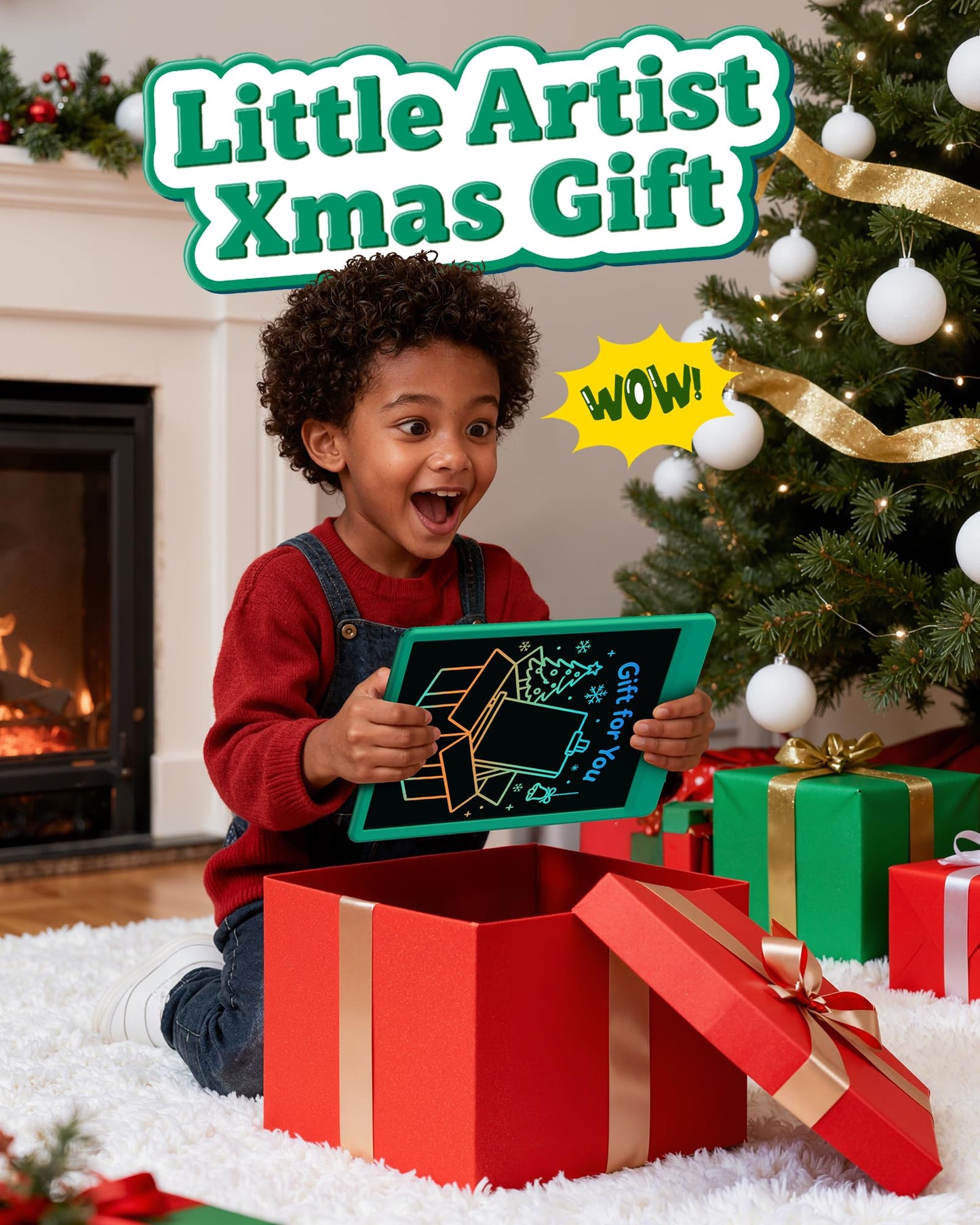Bravokids 10 Inch LCD Writing Tablet for 3-8 Year Olds - Electronic Drawing Pad and Doodle Board as Educational Birthday Gifts for Girls and Boys (Dark Green)