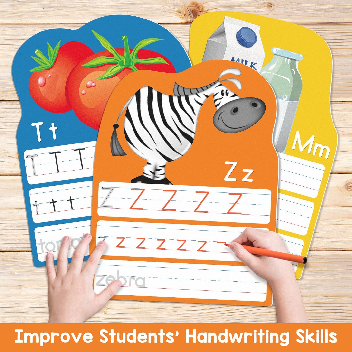 Alphabet Writing Practice Cards, Handwriting Letter Educational for Kindergarten & Grade 1-3, Double-Sided Printing for Trace Uppercase Lowercase Letters, 13 Dry Erase Cards, 26 Pages