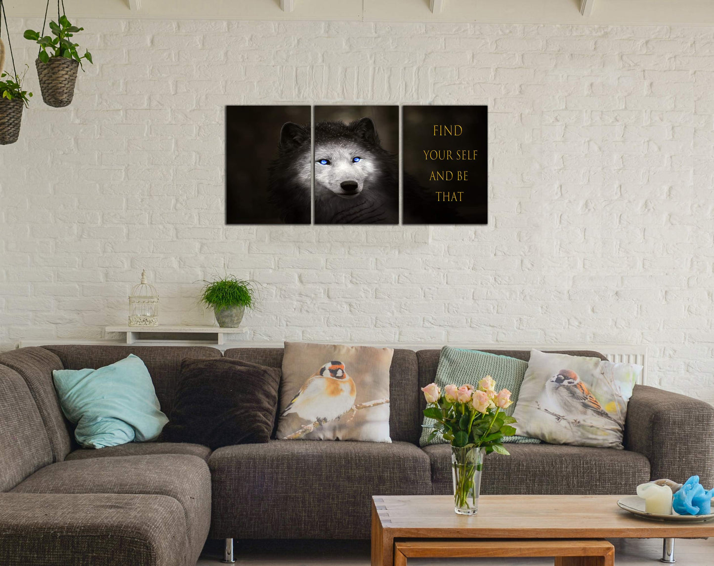 3 Panels Wolf Picture Motivational Wall Art Inspirational Canvas Painting Pictures Modern Entrepreneur Quotes Posters Prints Artwork for Home Office Decor House Decorations Class Room School to Hang
