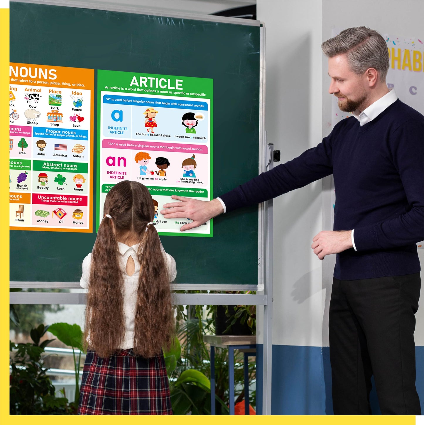 17 Part of Speech Posters, PET Film Covered English Grammar Poster Language Learning Tool for Middle Classroom, School, Bulletin Board, Kid’s Room, Teacher Supplies, English Language Art Wall Decor