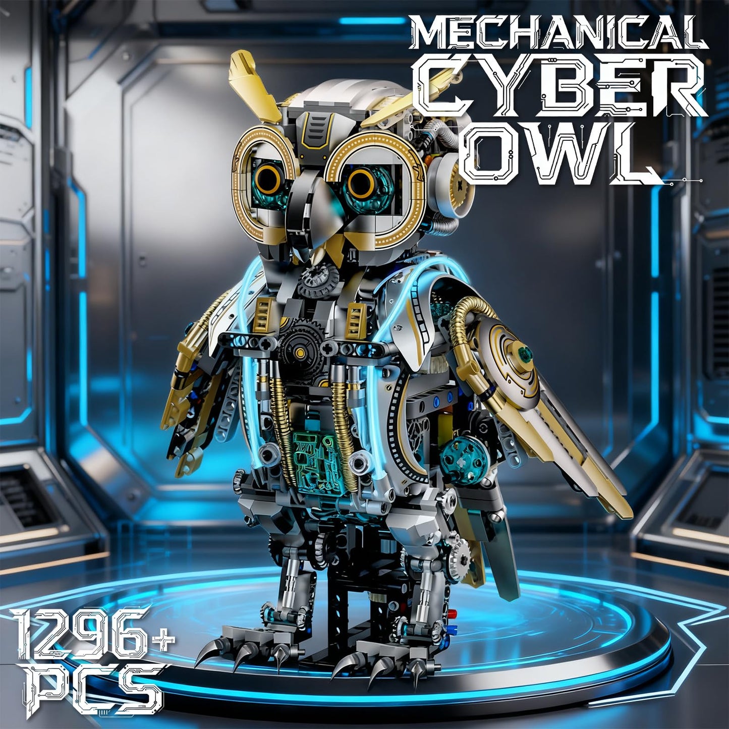 Myth Qholve Mechanical Owl Building Blocks Hand-Crank or Electric Powered Moving Snake Engineering Construction Set for Kids and Adults Detailed Mechanical Model with Gears and Lights