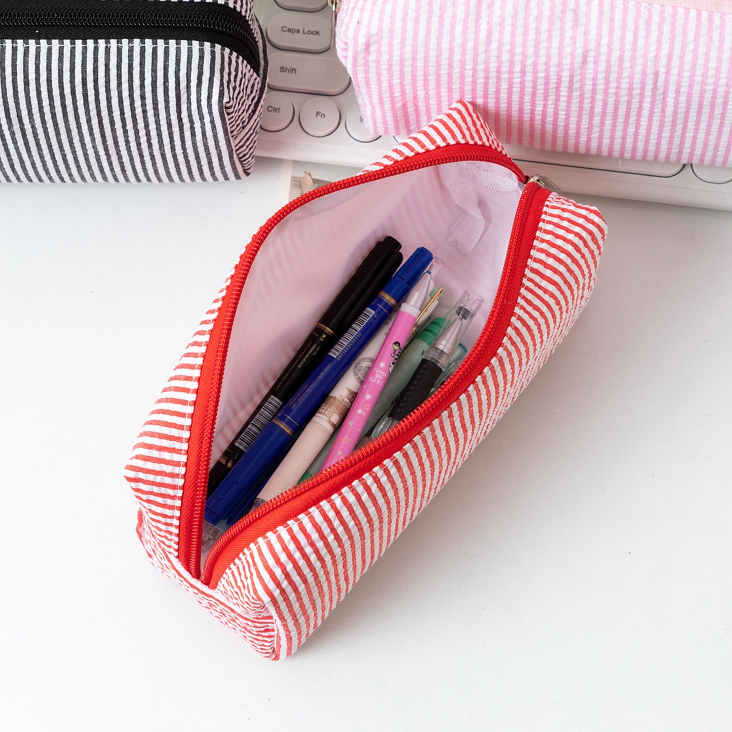 OZAOZ Cute Pencil Case Capacity Pencil Pouch Aesthetic Pen Bag Office Stationery Organizer Simple Sturdy Multifunctional Cosmetic Pouch (yellow)