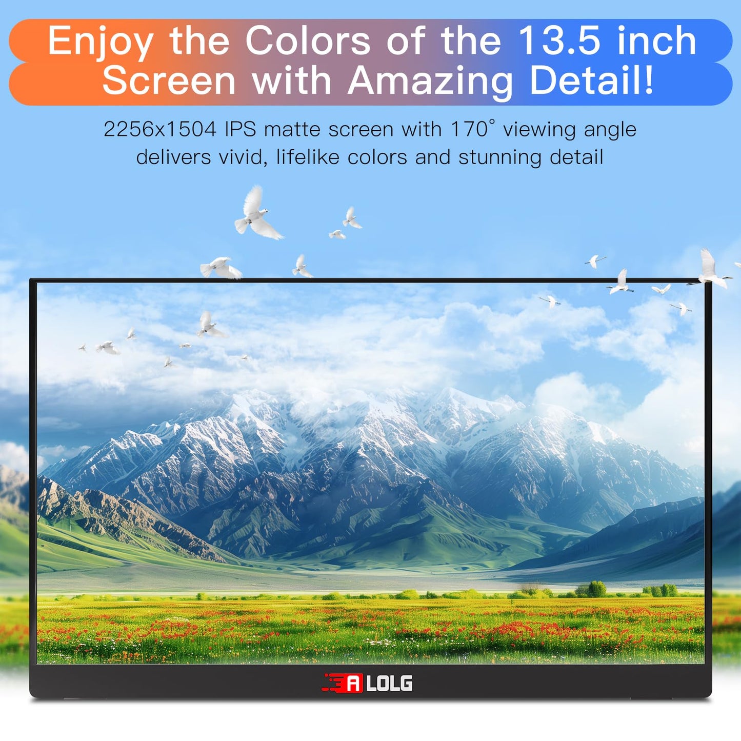 13.5''Portable Monitor for latop ,2K FHD 60HZ Laptop Monitor Screen,USB-C and HDMI Inputs, Ultra-Slim IPS Panel with HDR and Premium Smart Cover & Speakers for Laptop,PC,Phone,PS4/5,Switch,Mac,Xbox