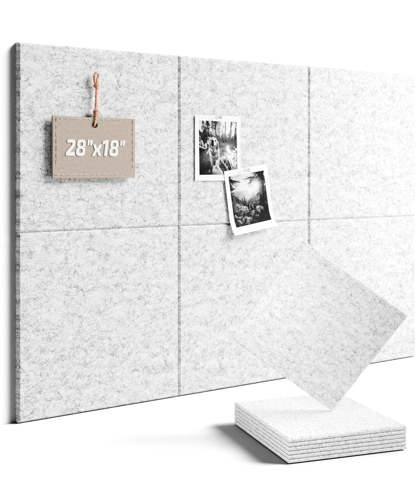 Felt Bulletin Board Tiles -28"x18" Cork Board Alternative for Office Decor, Push Pin Board Wall Organizer 6-Pack -Marble Gray