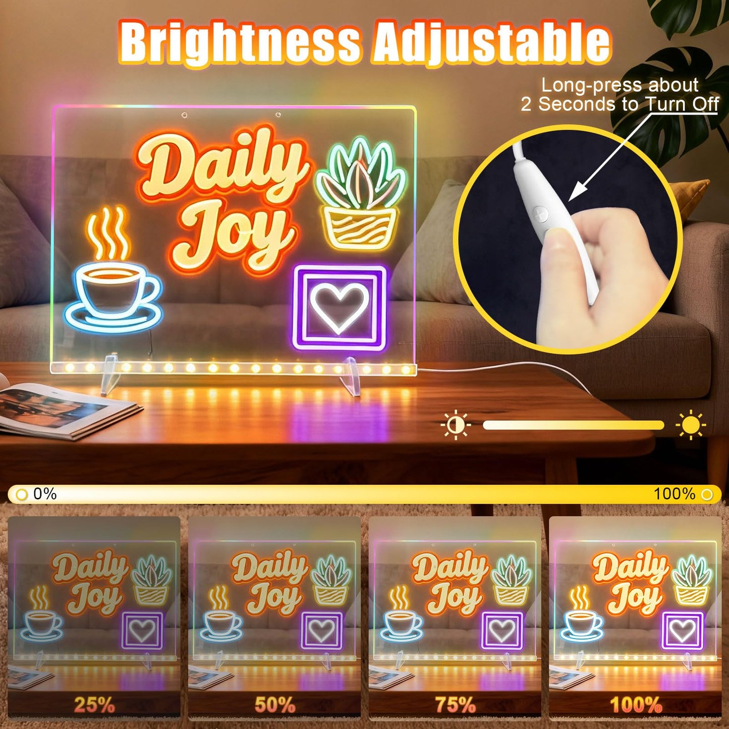 LED Note Board with Colors, 13.7"X10" 6 Modes & 8 Colors Acrylic Dry Erase Boards with Light, Led Drawing Board for Kids with Stand,Birthday Holiday Day Gifts for Girls & Boys Age 3+