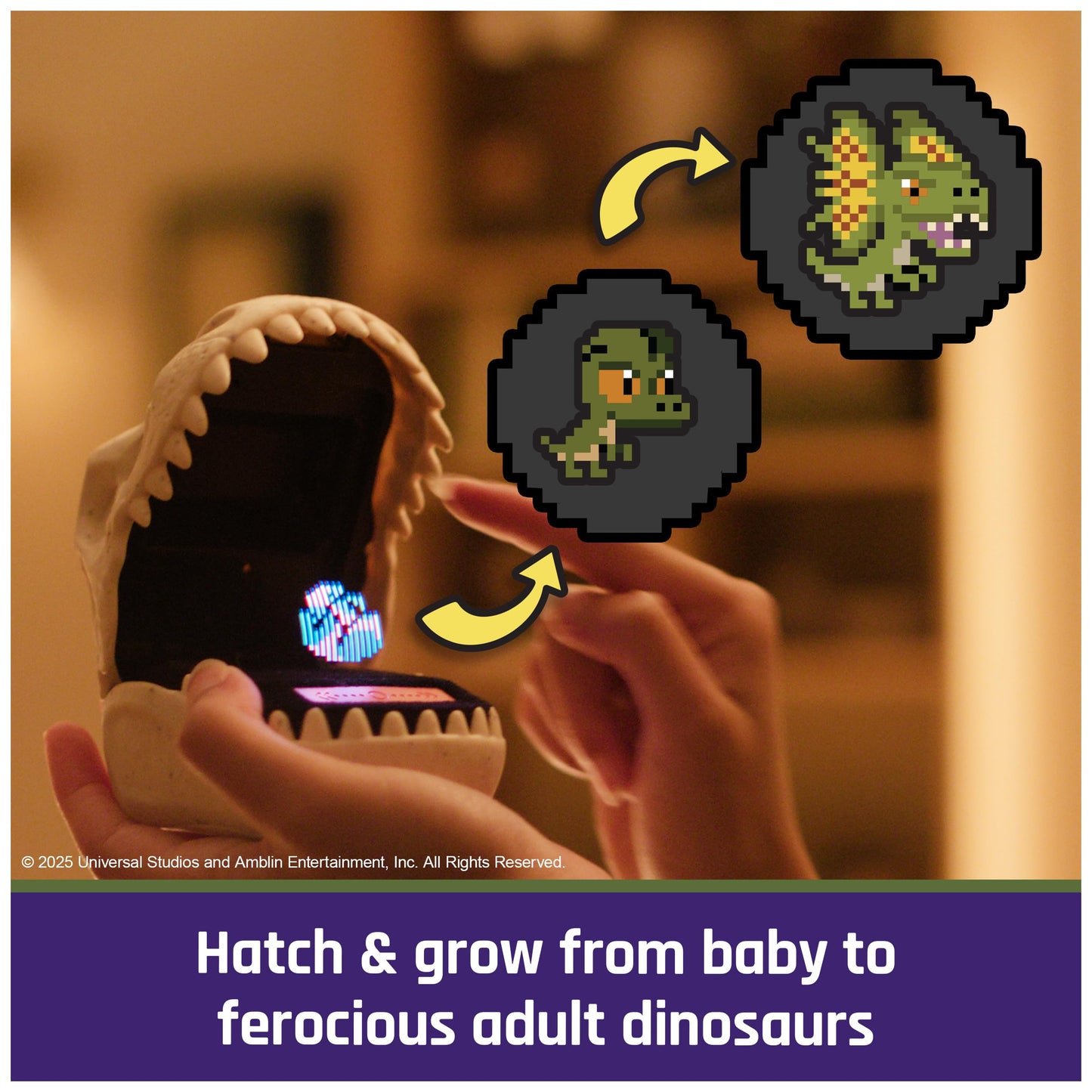 BITZEE, Jurassic World Interactive Dinosaur Toy with 25 Dinosaurs Inside, Reacts to Touch, Pods Connect & Interact, Digital Pet Kids Toys for Ages 5 and up