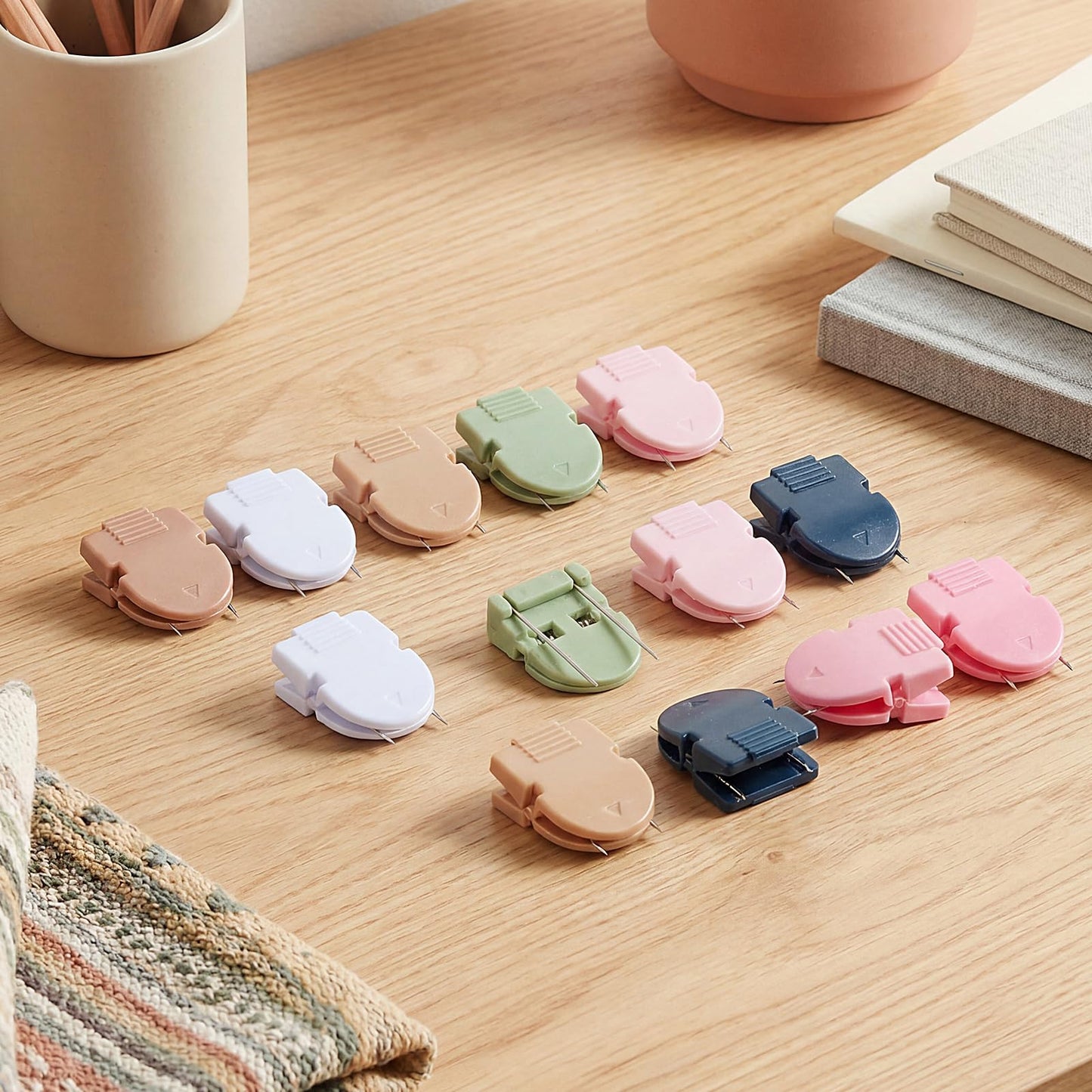 WSICSE 35 Pcs Cubicle Clips Cubicle Accessories for Fabric Partition Panel Wall Clip, Cubicle Hooks for Notes Photos Memos Files in Office Classroom Home (Boho Color)