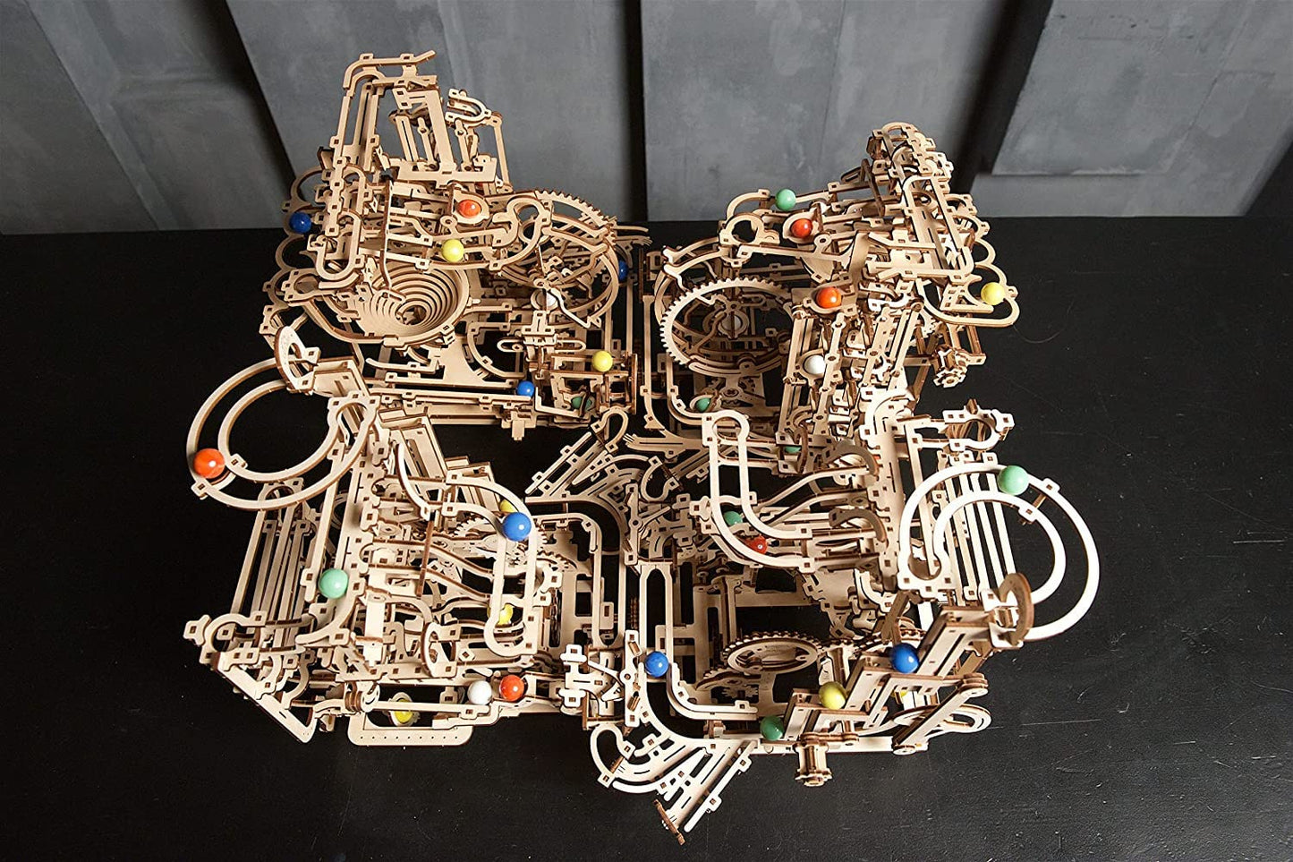 UGEARS Marble Run Tiered Hoist 3D Wooden Puzzles for Adults - Wooden Model Kits for Adults Marble Run Hobbies for Men Wooden Marble Race Model Kits for Adult Brain Teaser, Hobby Set