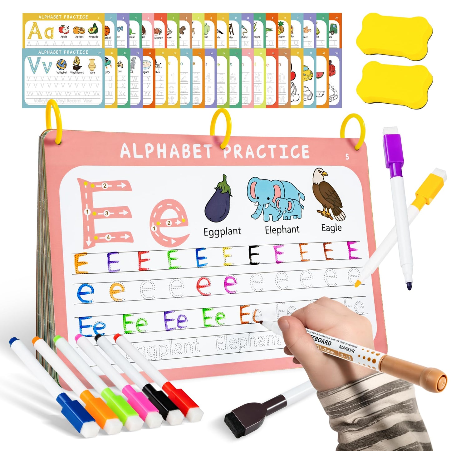 Fabeto Preschool Learning Activities Educational Workbook: Prek Handwriting Practice Tracing Busy Book - Toddlers Educational Toys - Autism Learning Materials | Montessori Games for Kids Age 3 4 5