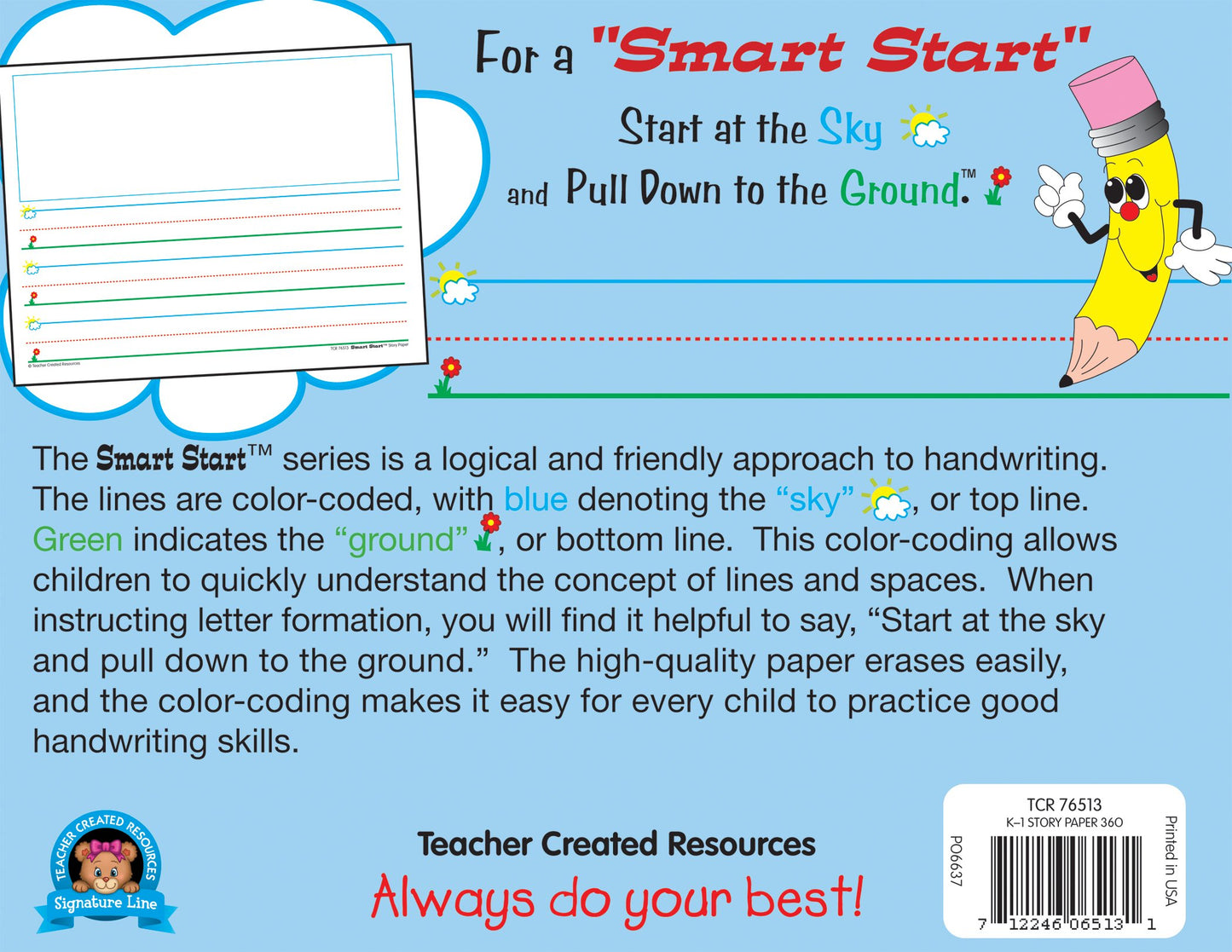 Teacher Created Resources Smart Start K-1 Story Paper: 360 Sheets (76513)